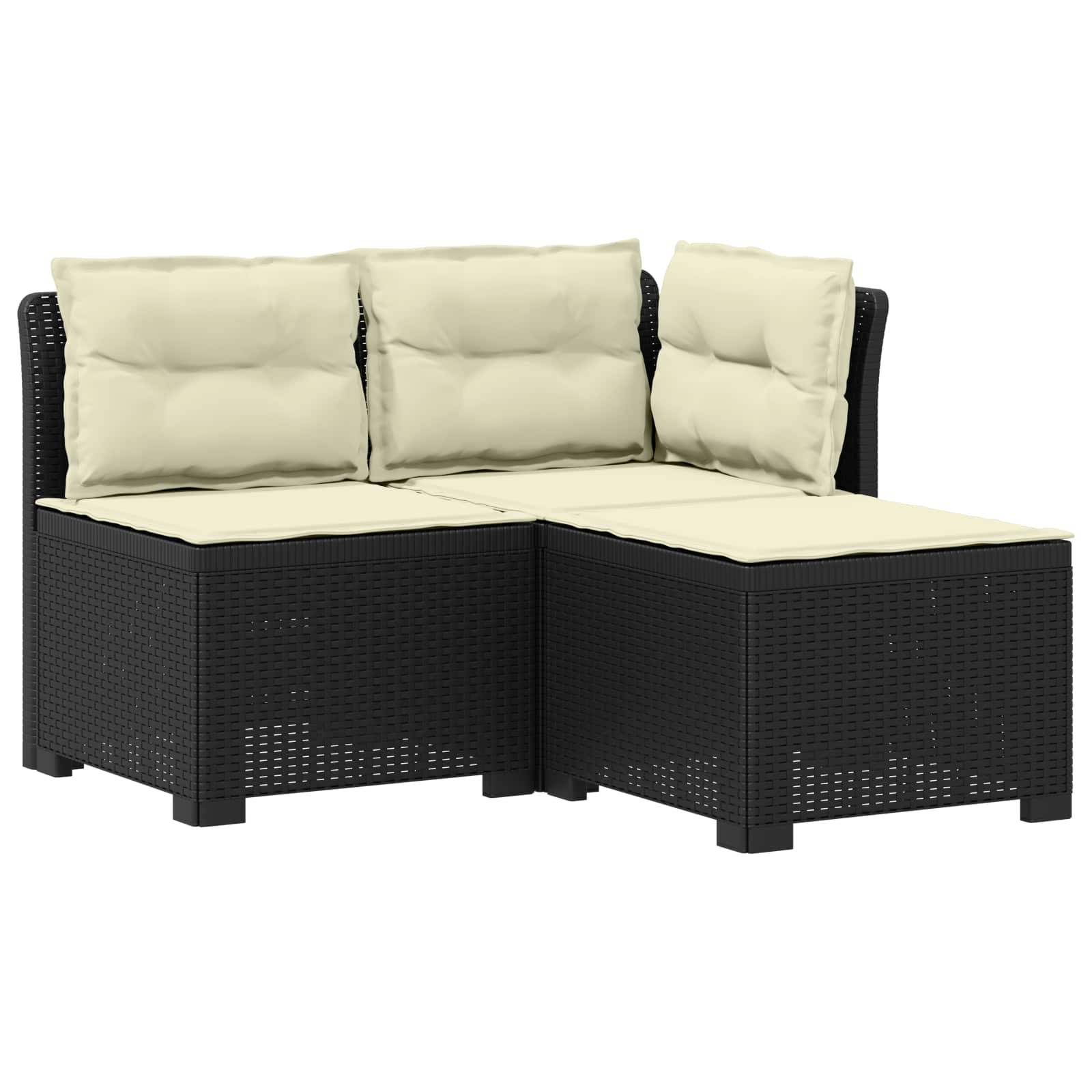 vidaXL 3-Sitzer Garten Sofa mit Kissen Rattan-Look PP Anthrazit