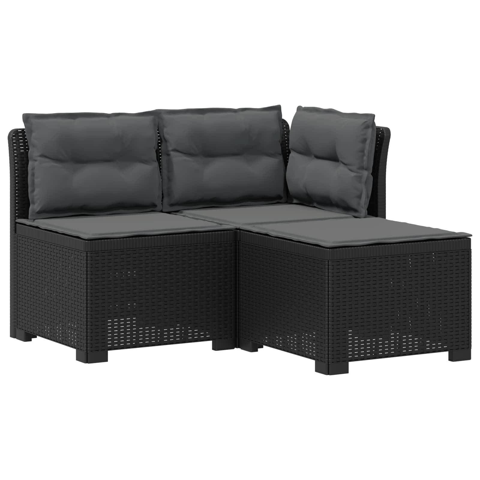 vidaXL 3-Sitzer Garten Sofa mit Kissen Rattan-Look PP Anthrazit