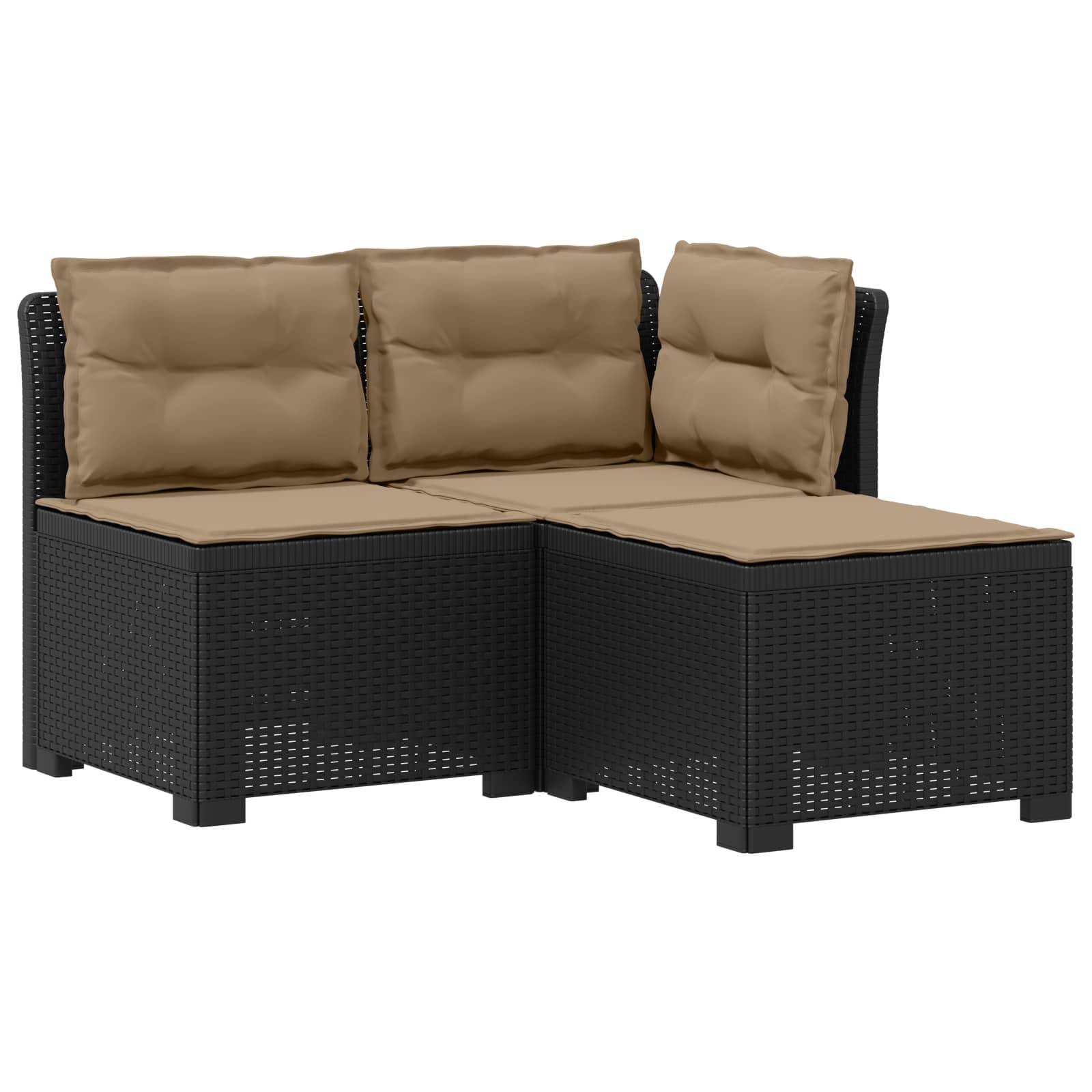 vidaXL 3-Sitzer Garten Sofa mit Kissen Rattan-Look PP Anthrazit