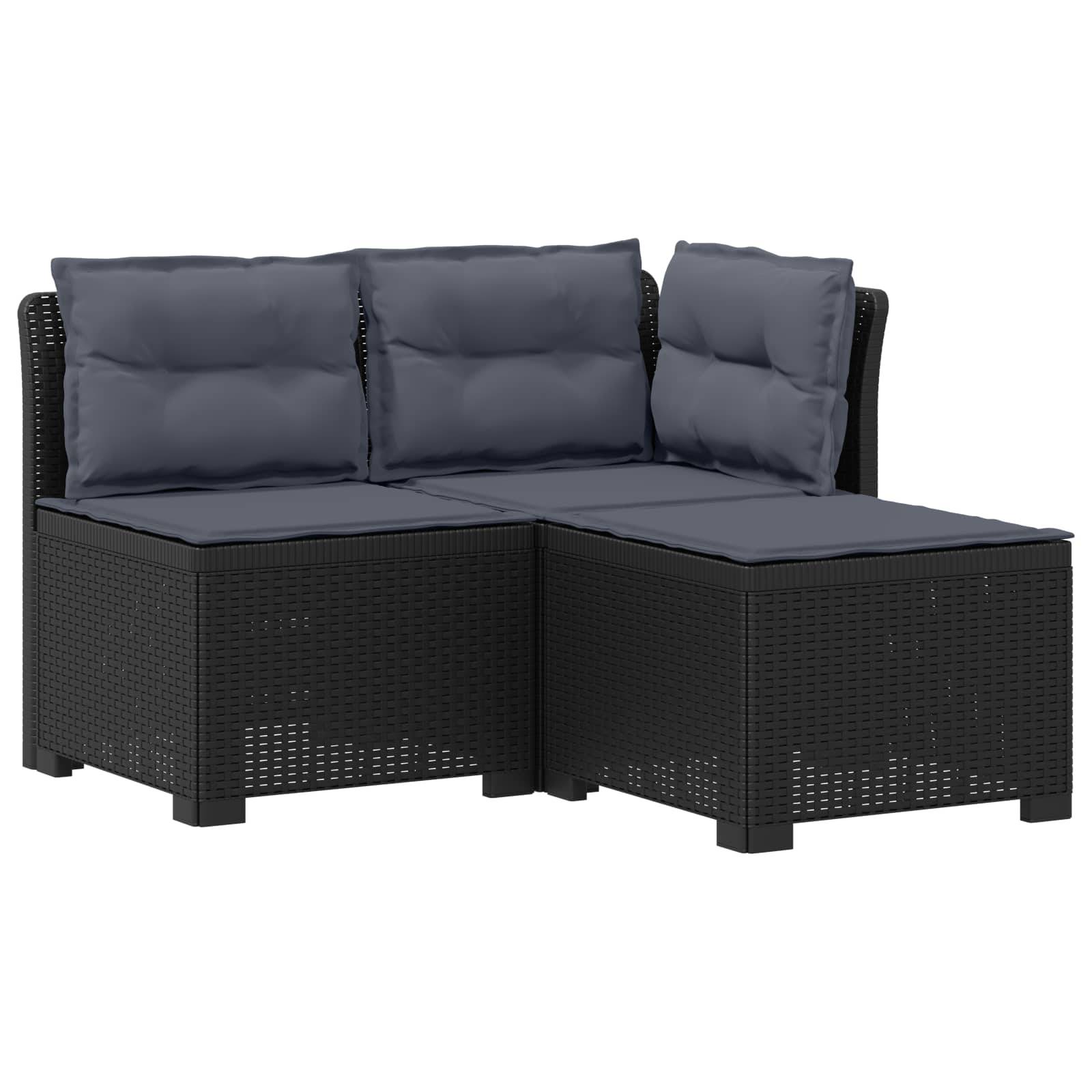 vidaXL 3-Sitzer Garten Sofa mit Kissen Rattan-Look PP Anthrazit
