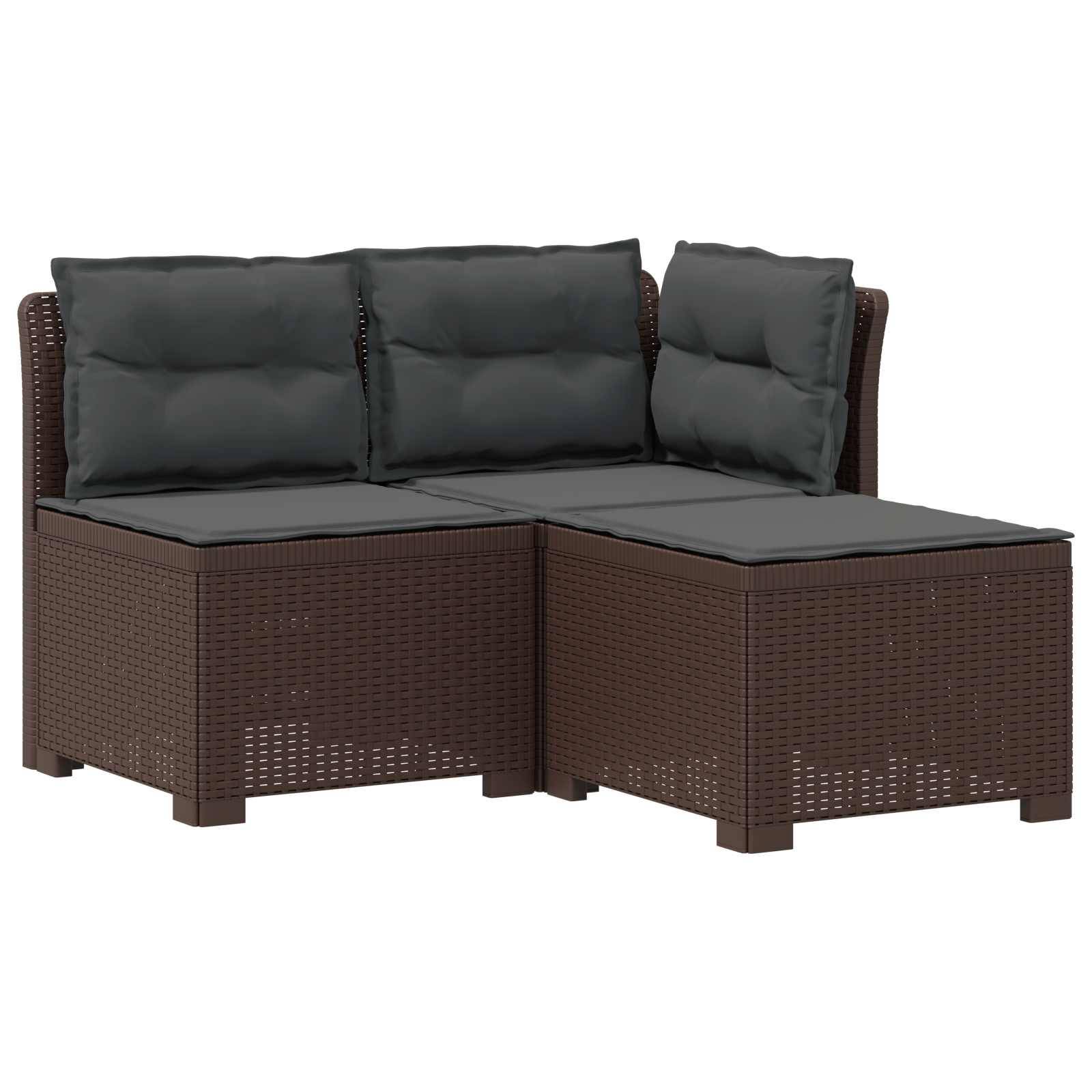 vidaXL 3-Sitzer Garten Sofa mit Kissen Rattan-Look PP Braun