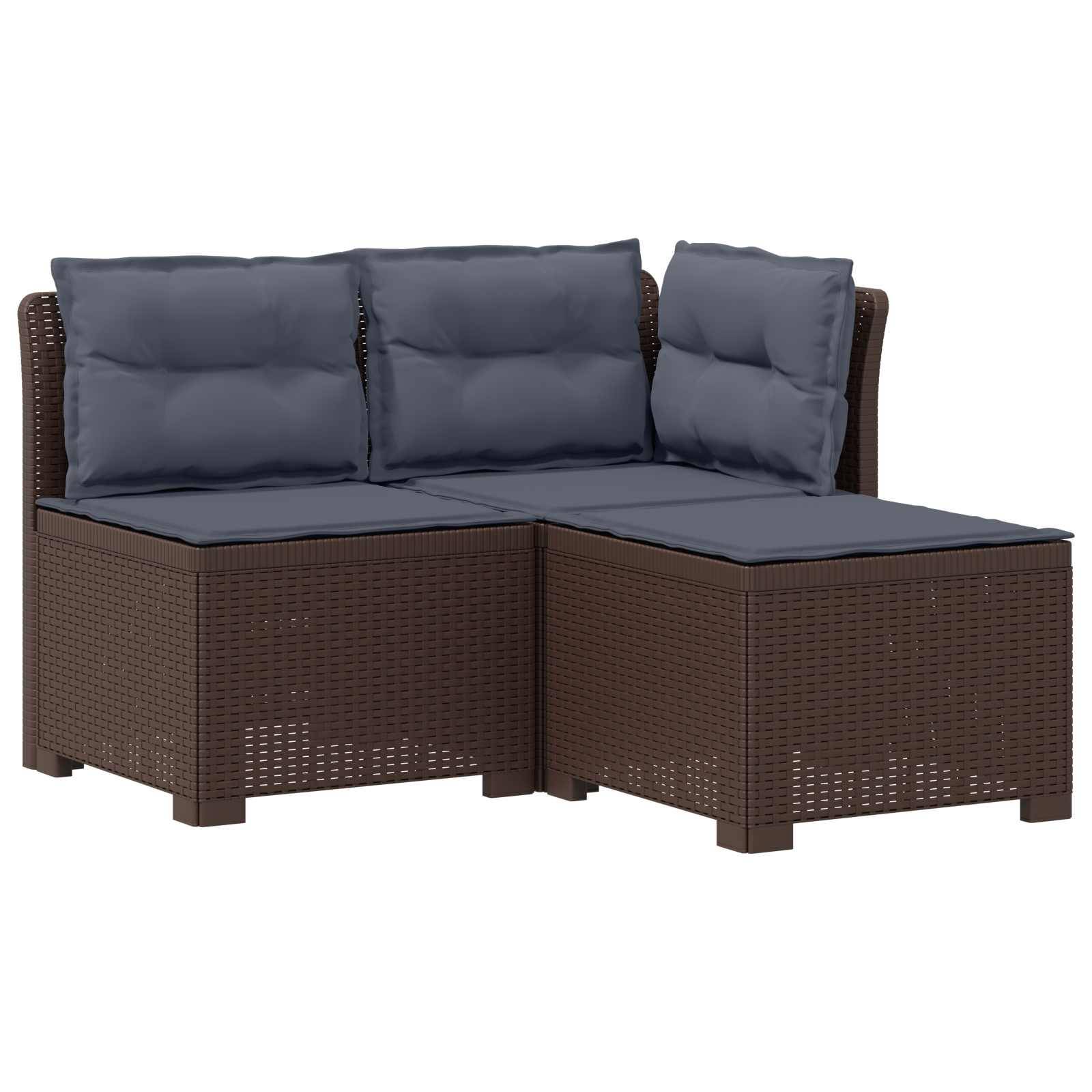 vidaXL 3-Sitzer Garten Sofa mit Kissen Rattan-Look PP Braun