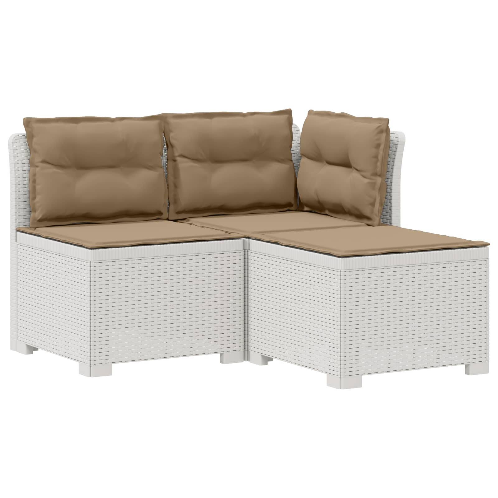 vidaXL 3-Sitzer Garten Sofa mit Kissen Rattan-Look PP Weiß