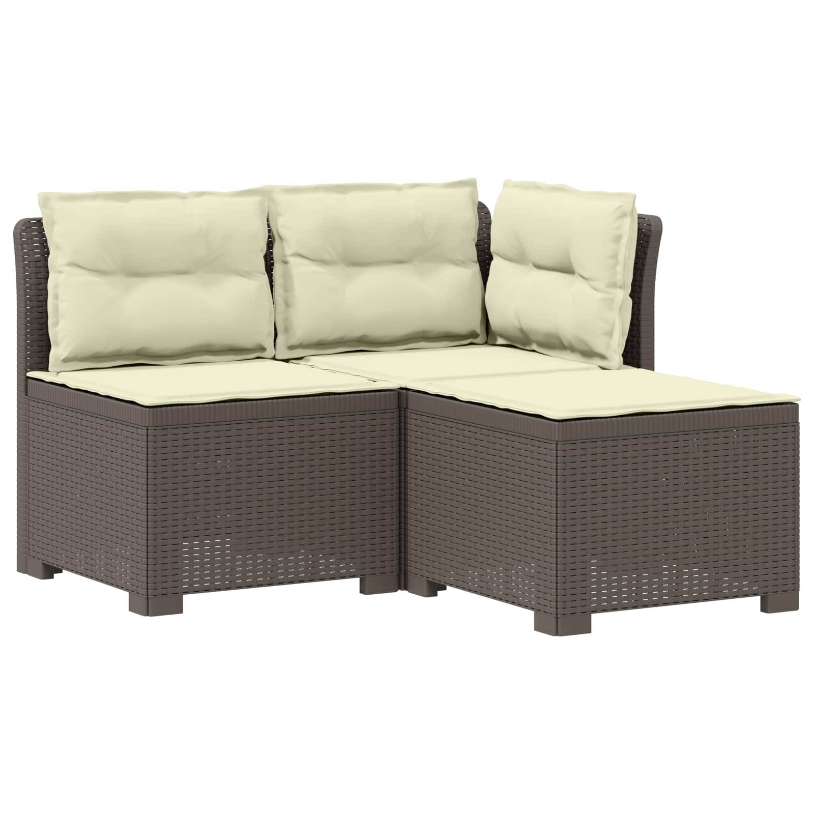 vidaXL 3-Sitzer Garten Sofa mit Kissen Rattan-Look PP Hellgrau