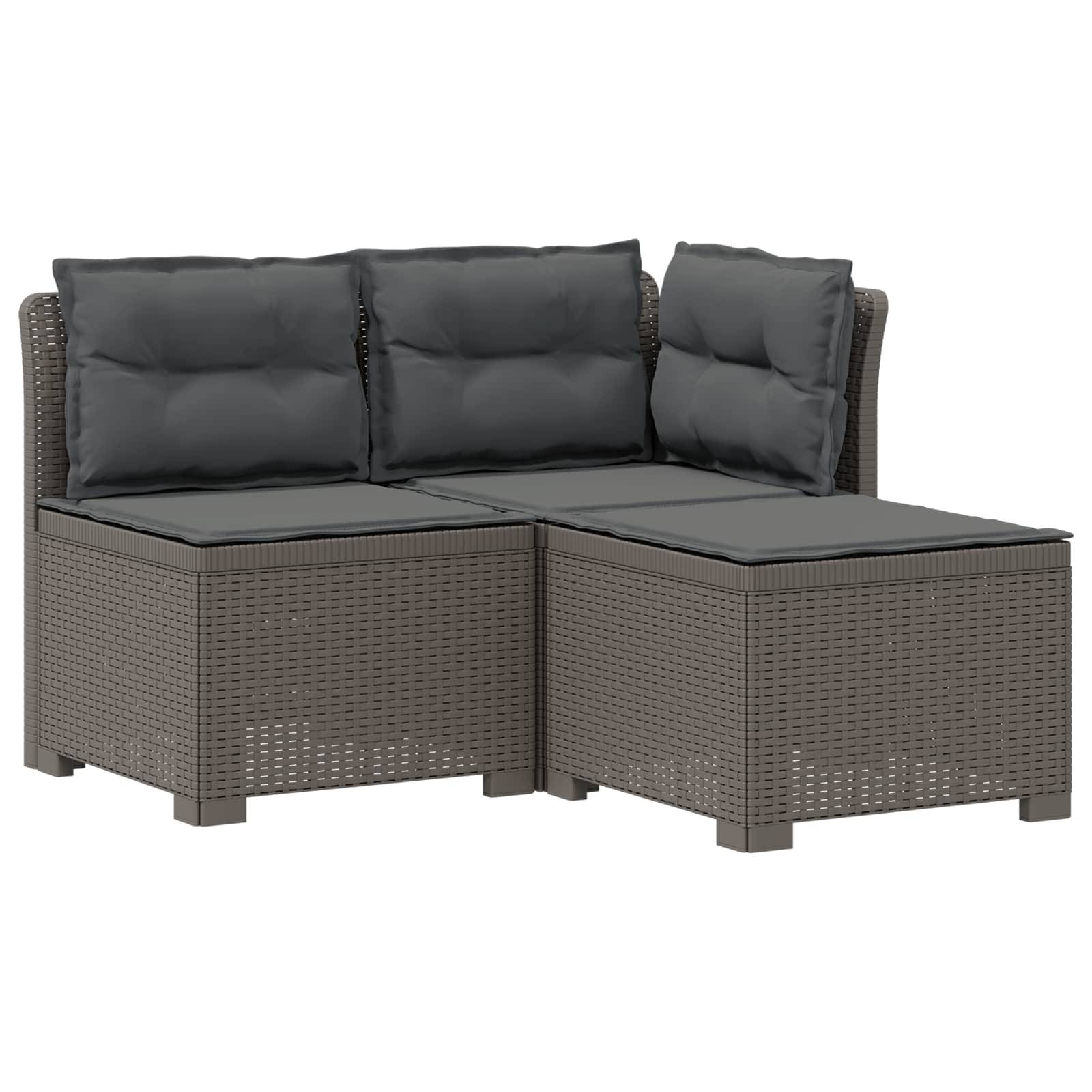 vidaXL 3-Sitzer Garten Sofa mit Kissen Rattan-Look PP Hellgrau