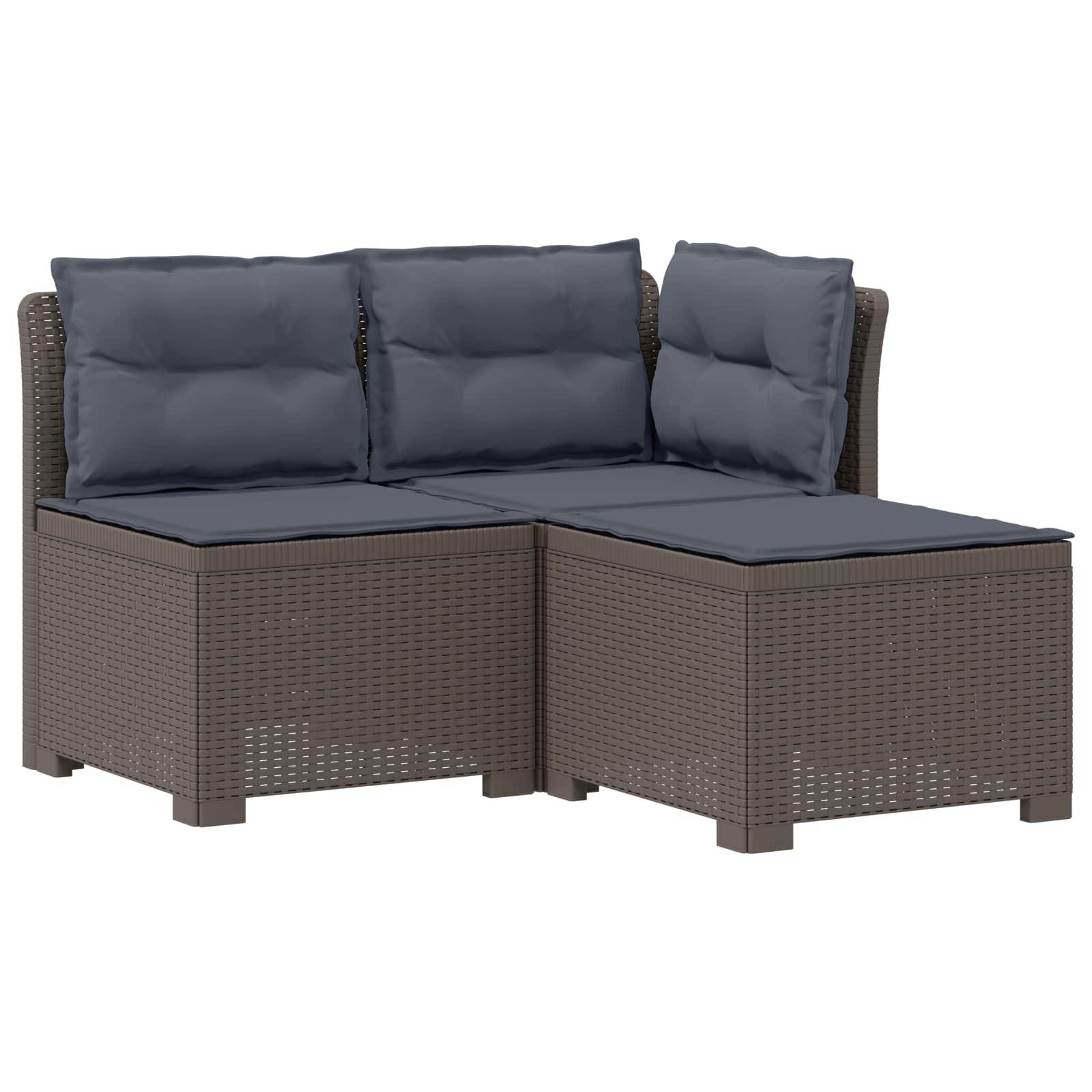 vidaXL 3-Sitzer Garten Sofa mit Kissen Rattan-Look PP Hellgrau
