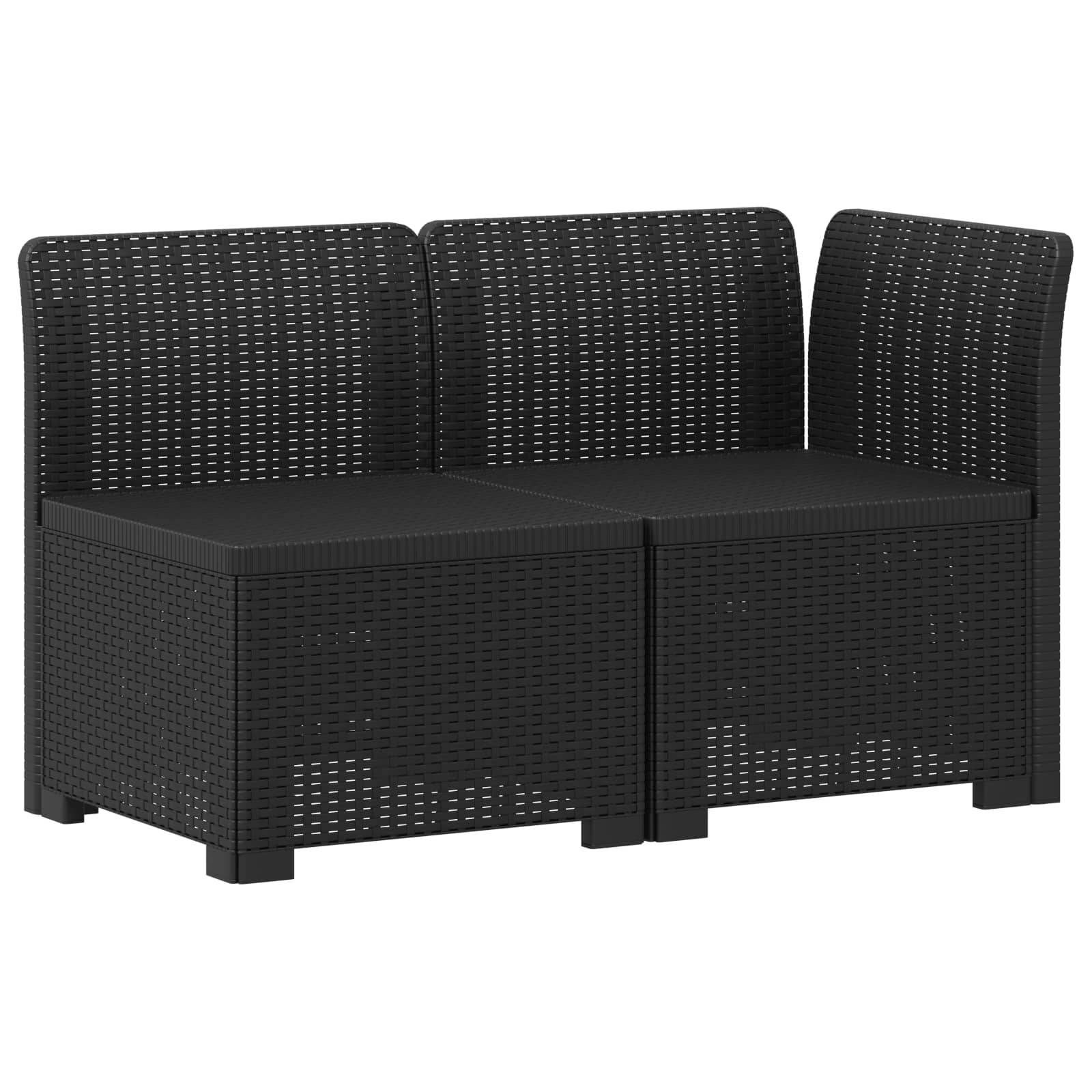 vidaXL 2-Sitzer Garten-Sofa Rattan-Look PP Anthrazit