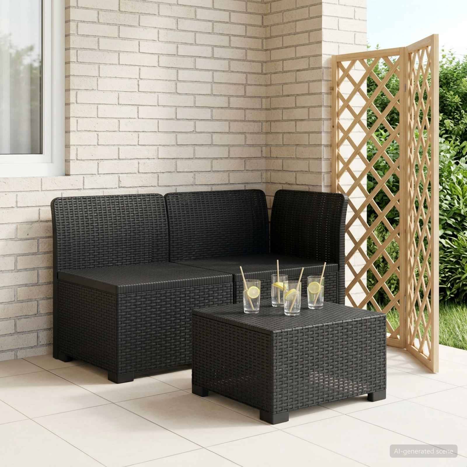 vidaXL 2-Sitzer Garten-Sofa Rattan-Look PP Anthrazit
