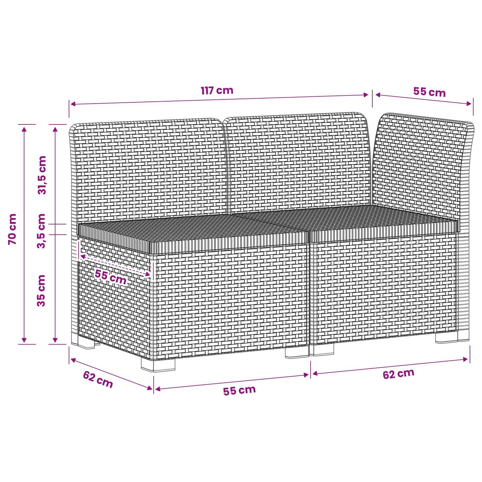 vidaXL 2-Sitzer Garten-Sofa Rattan-Look PP Anthrazit
