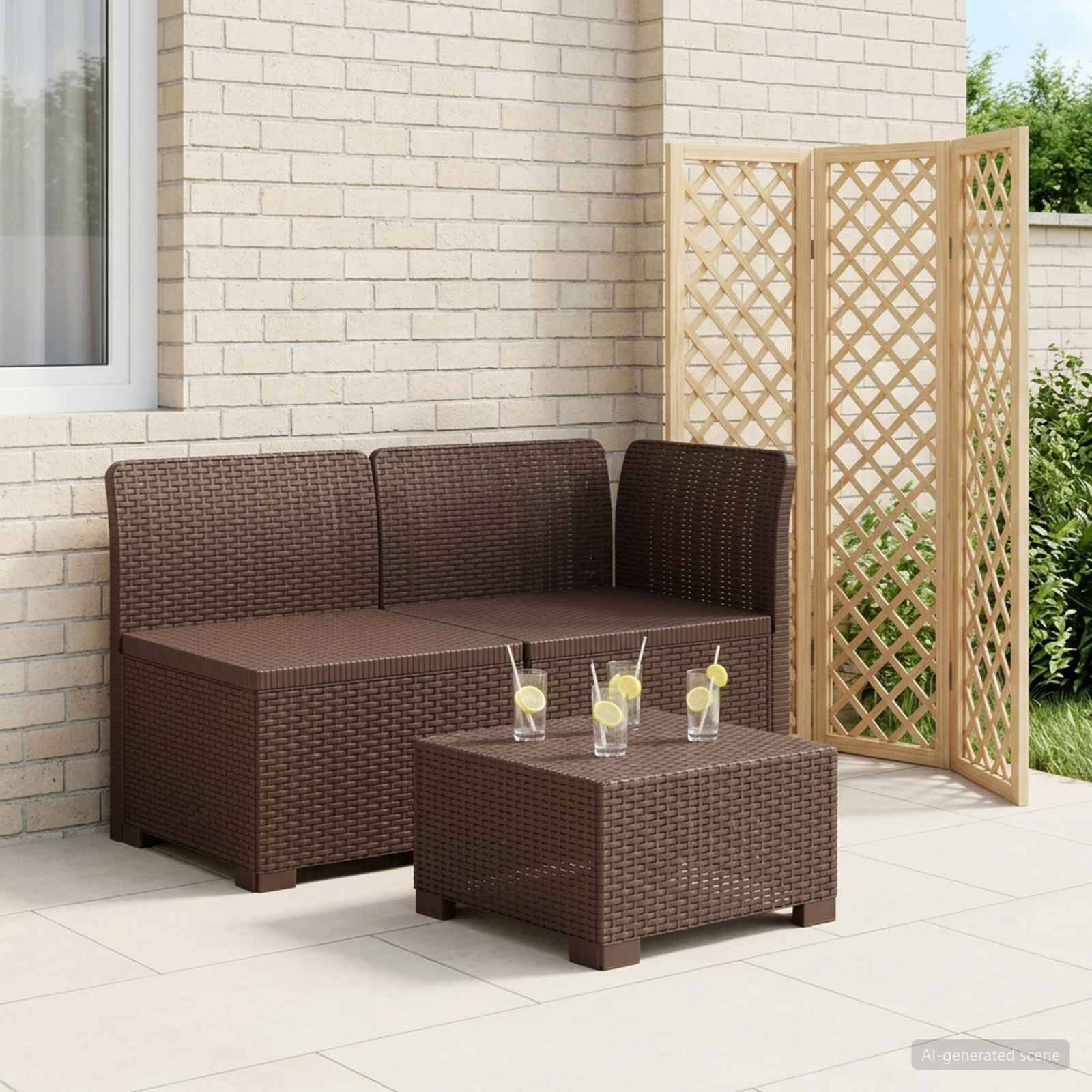 vidaXL 2-Sitzer Garten-Sofa Rattan-Look PP Braun