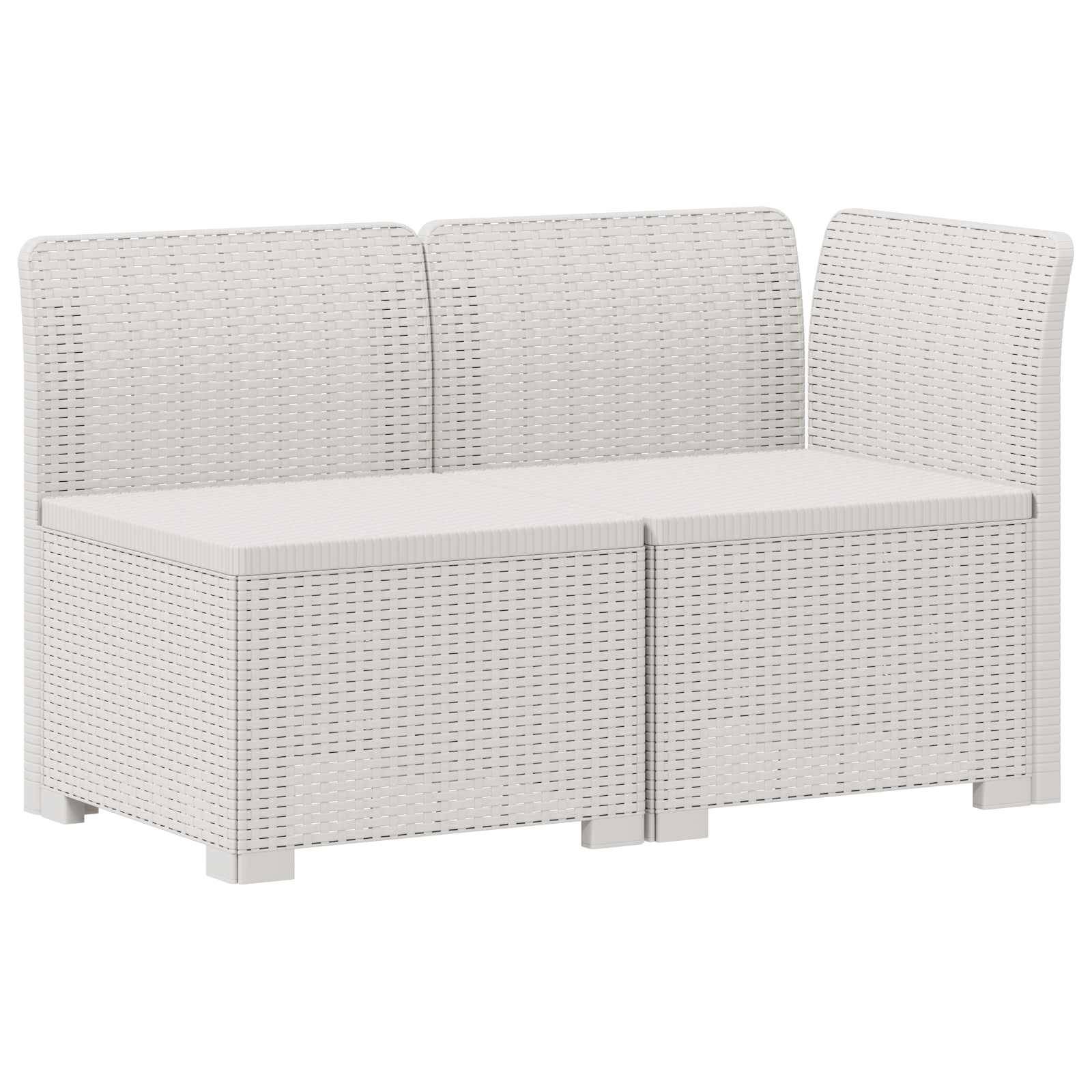 vidaXL 2-Sitzer Garten-Sofa mit Kissen Rattan-Look PP Weiß