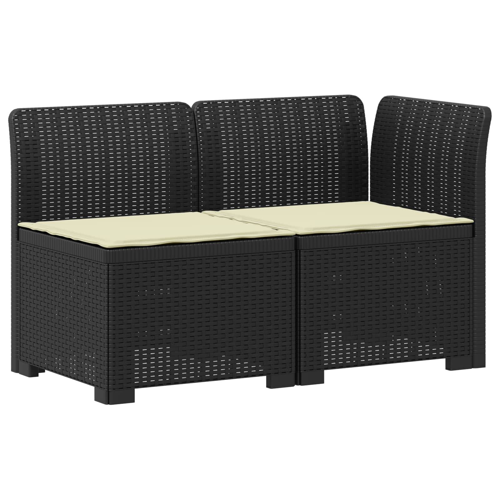 vidaXL 2-Sitzer Garten-Sofa mit Kissen Rattan-Look PP Anthrazit