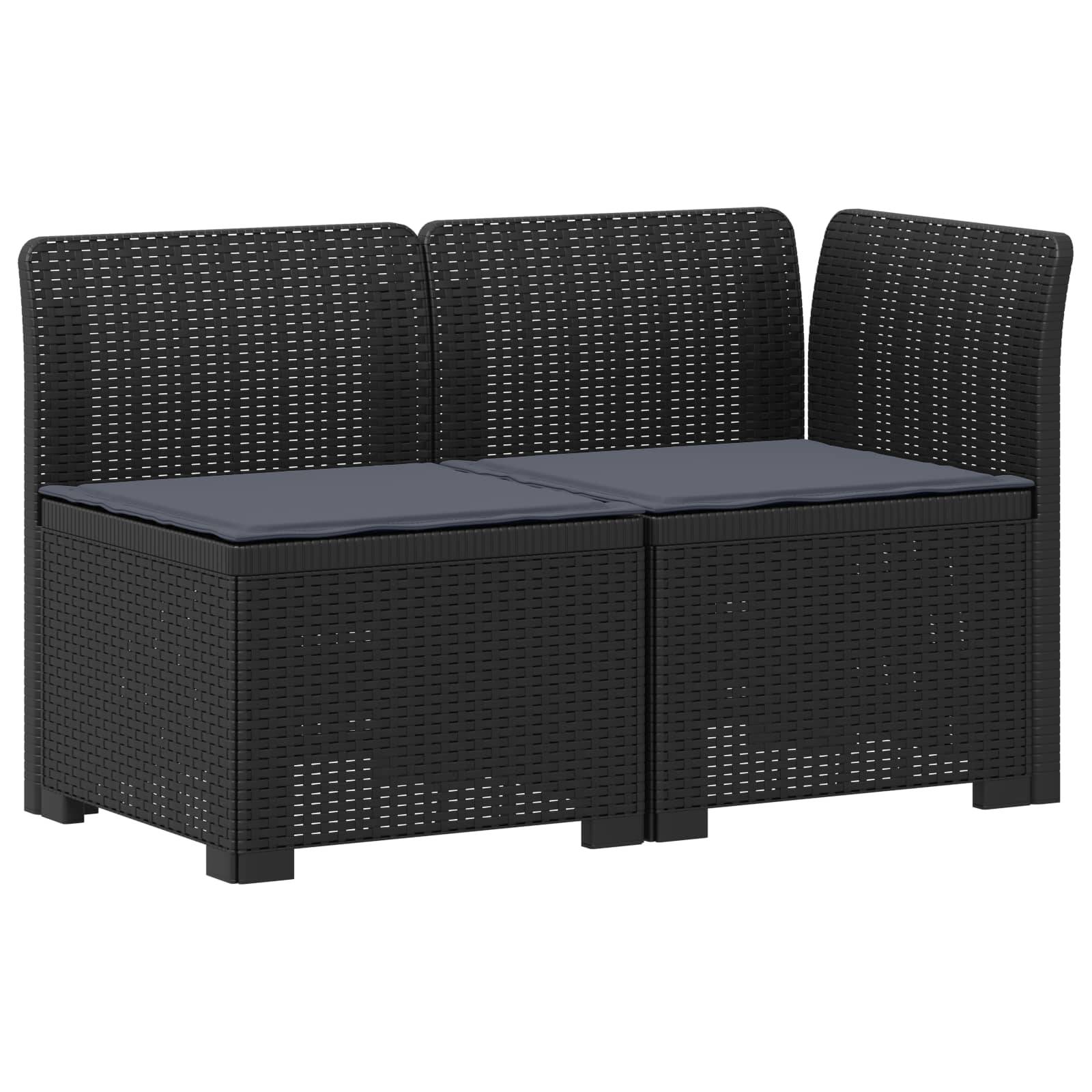 vidaXL 2-Sitzer Garten-Sofa mit Kissen Rattan-Look PP Anthrazit