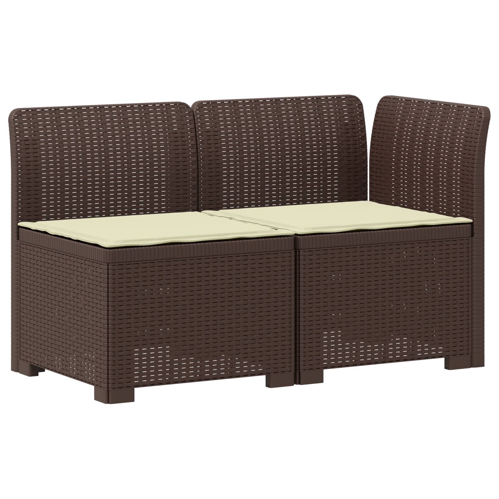 vidaXL 2-Sitzer Garten-Sofa mit Kissen Rattan-Look PP Braun