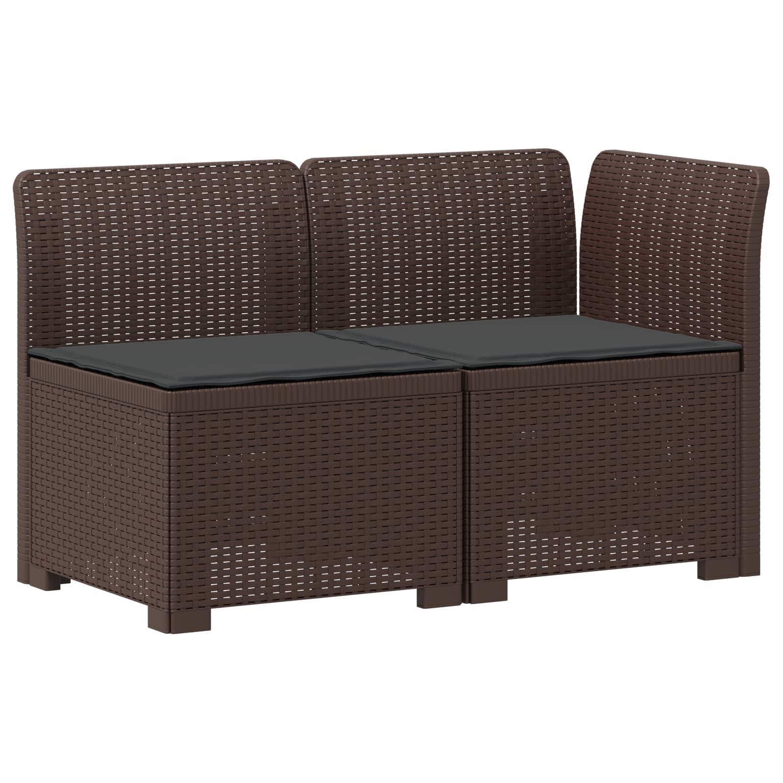 vidaXL 2-Sitzer Garten-Sofa mit Kissen Rattan-Look PP Braun