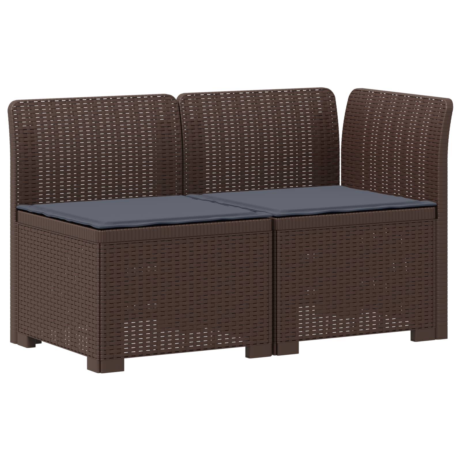 vidaXL 2-Sitzer Garten-Sofa mit Kissen Rattan-Look PP Braun