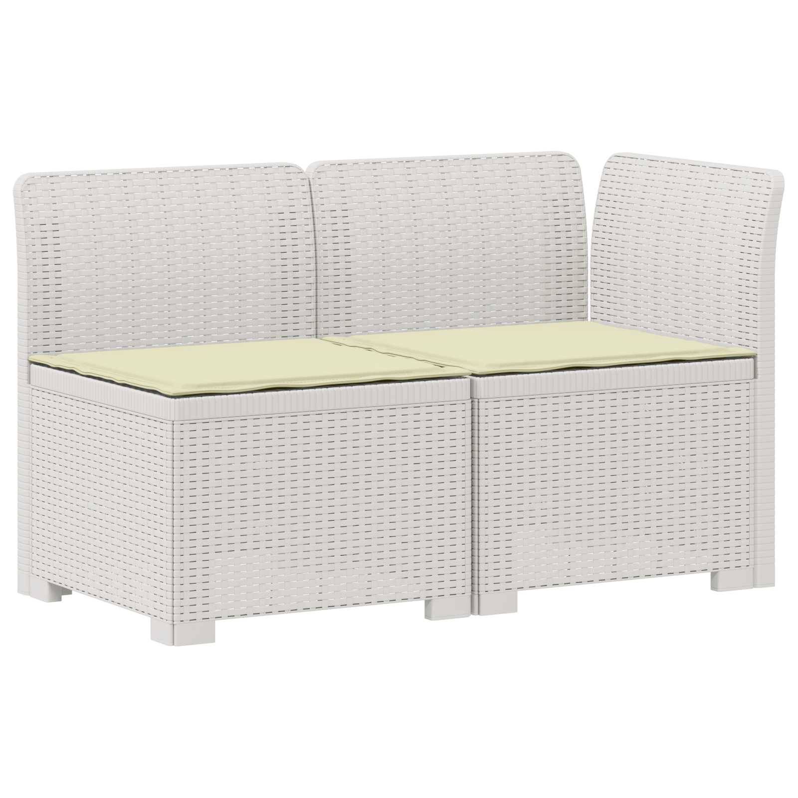 vidaXL 2-Sitzer Garten-Sofa mit Kissen Rattan-Look PP Weiß