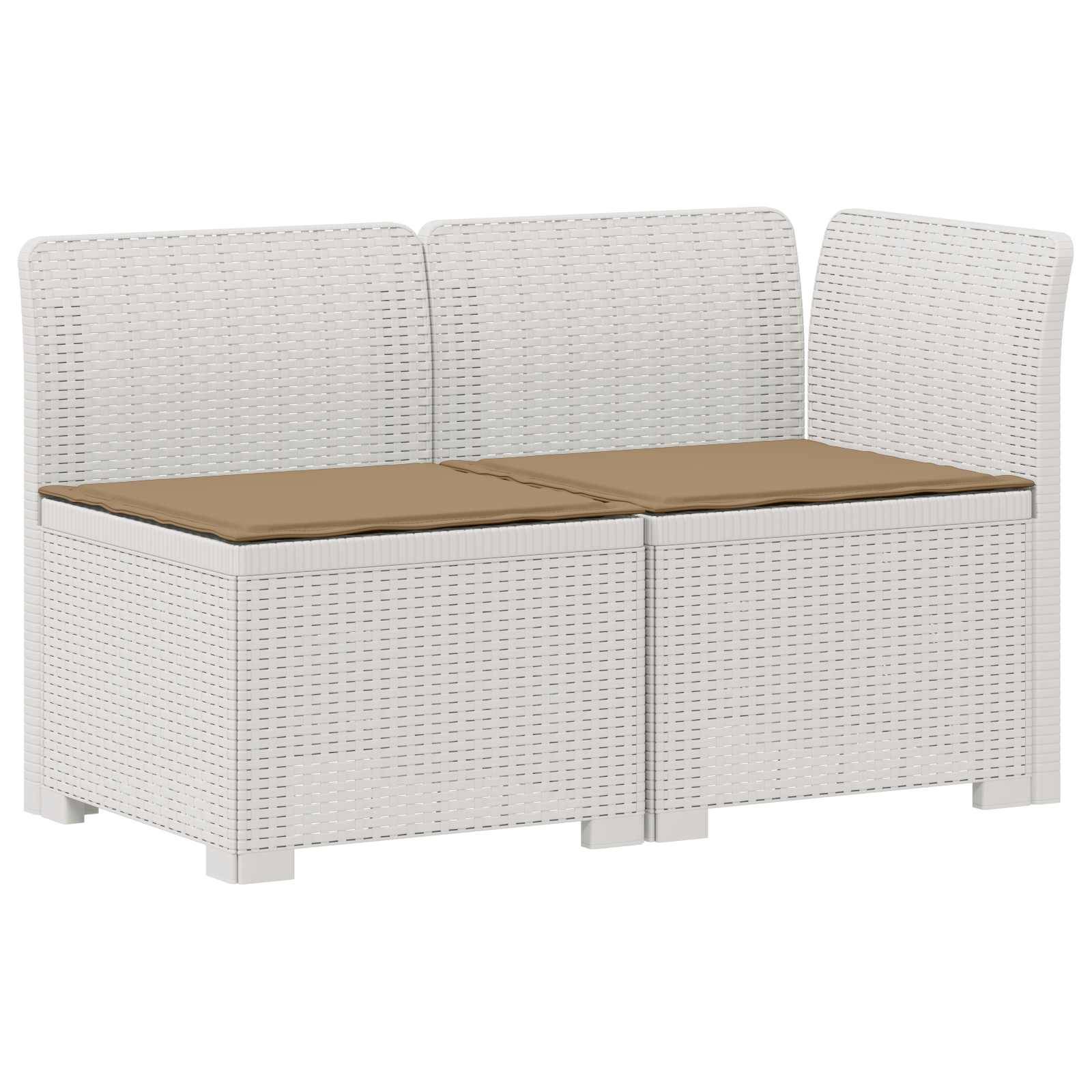 vidaXL 2-Sitzer Garten-Sofa mit Kissen Rattan-Look PP Weiß