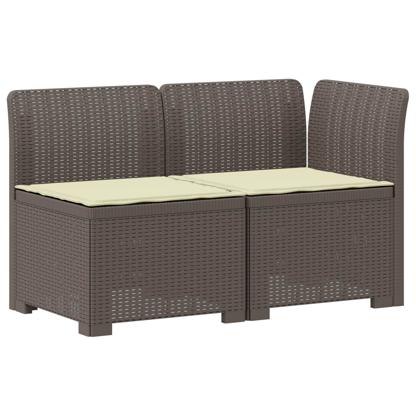 vidaXL 2-Sitzer Garten-Sofa mit Kissen Rattan-Look PP Hellgrau