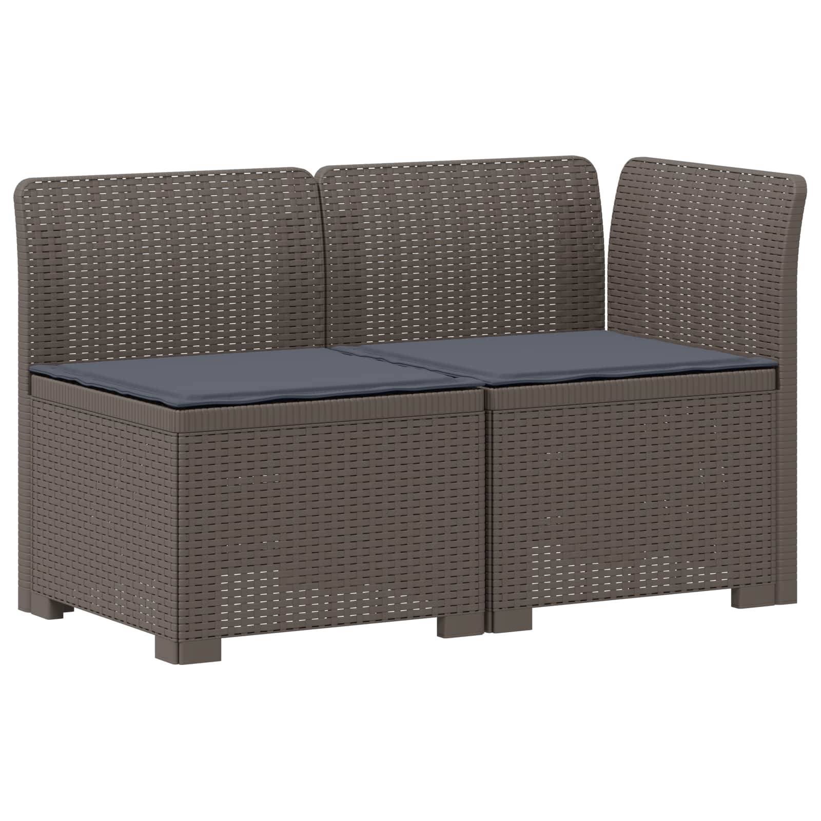 vidaXL 2-Sitzer Garten-Sofa mit Kissen Rattan-Look PP Hellgrau