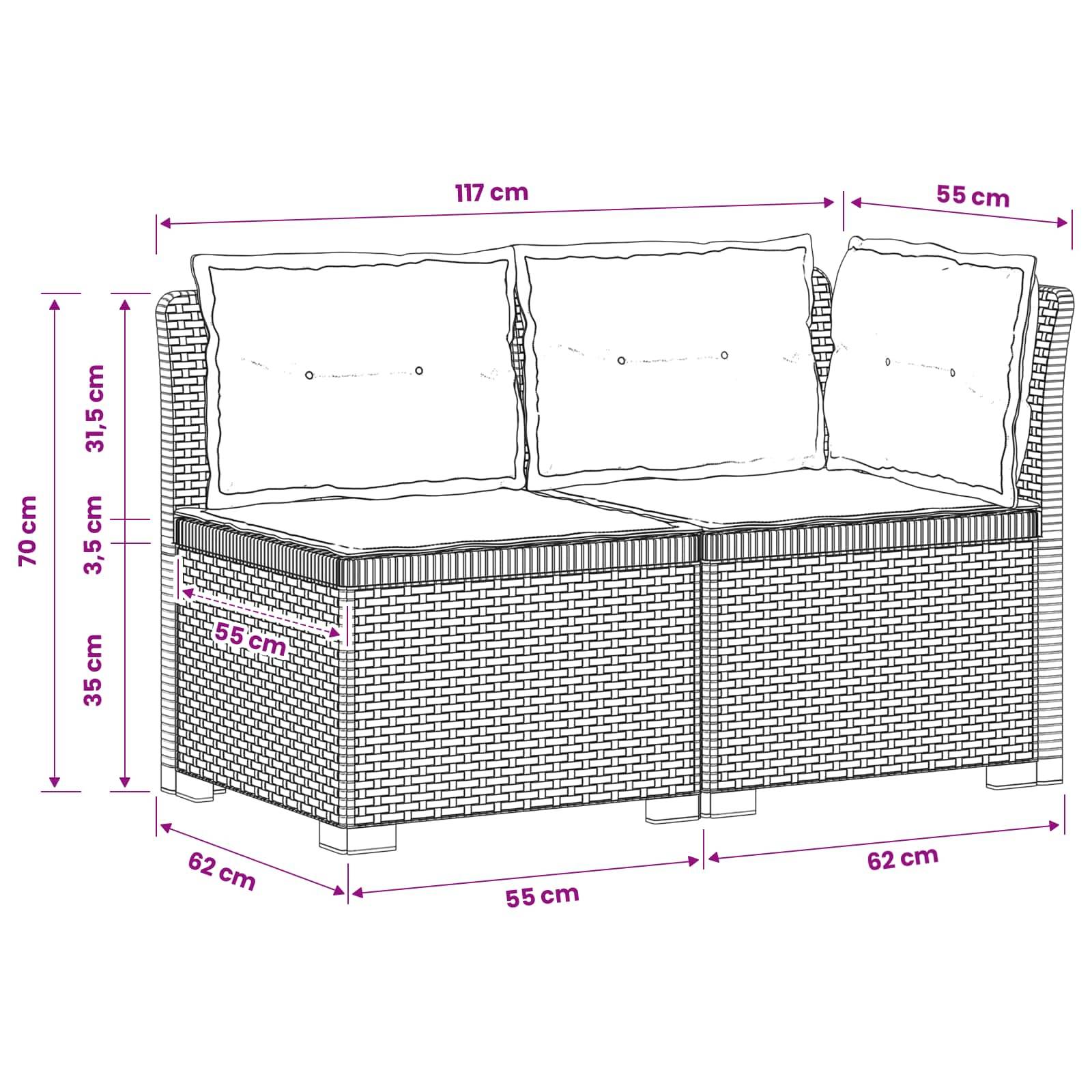 vidaXL 2-Sitzer Garten-Sofa mit Kissen Rattan-Look PP Hellgrau
