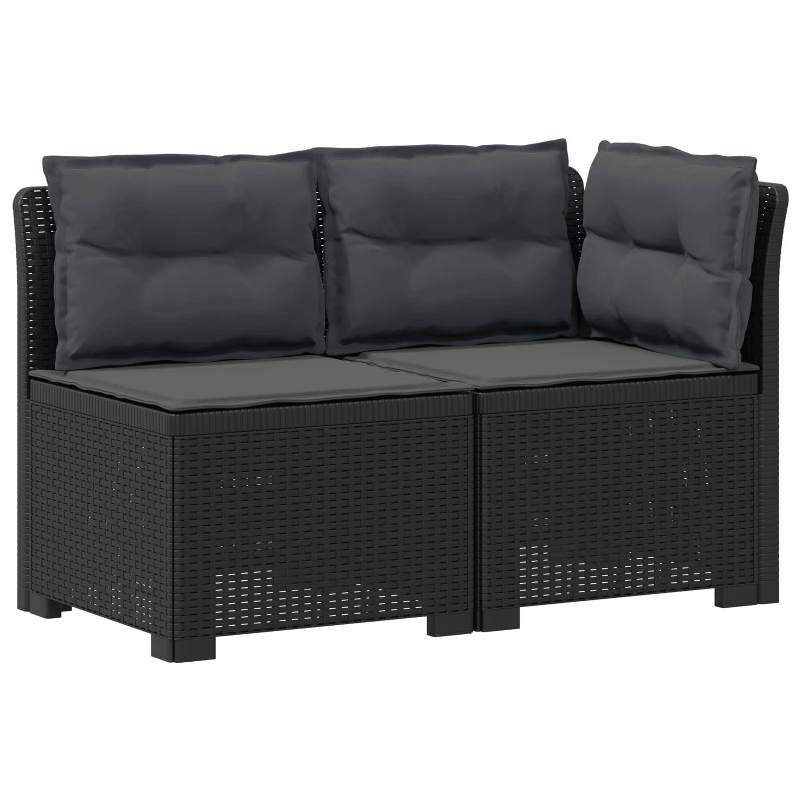 vidaXL 2-Sitzer Garten-Sofa mit Kissen Rattan-Look PP Anthrazit