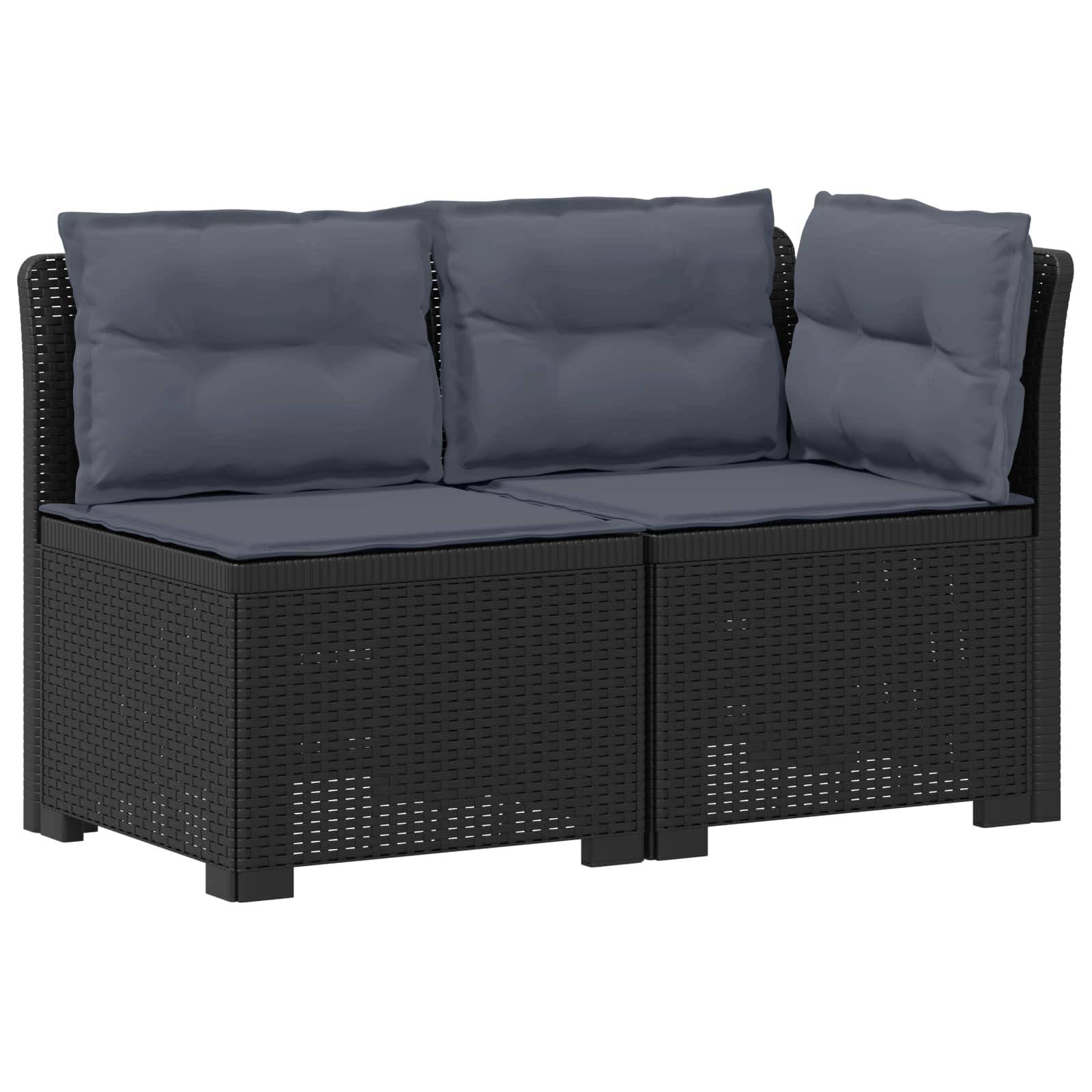 vidaXL 2-Sitzer Garten-Sofa mit Kissen Rattan-Look PP Anthrazit