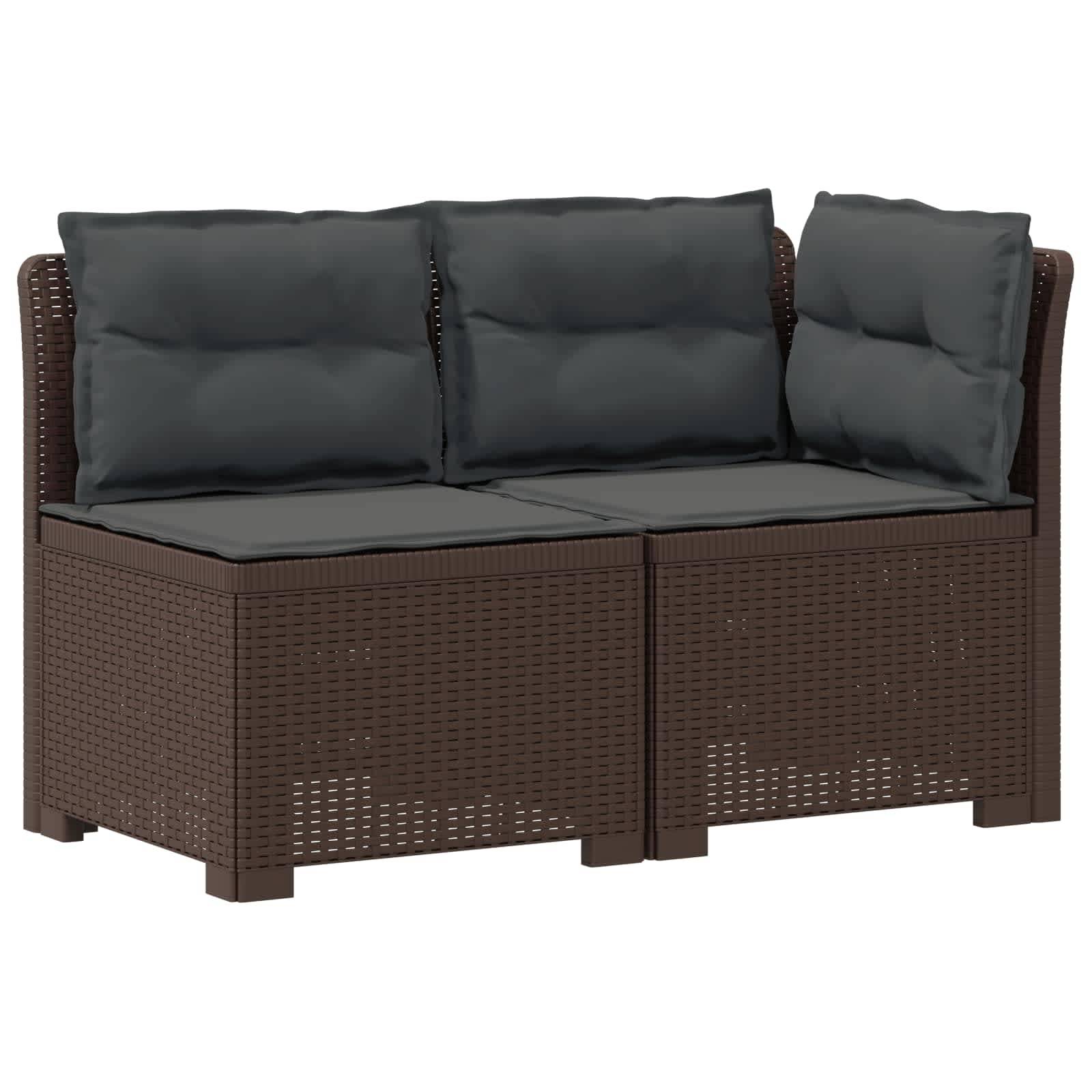 vidaXL 2-Sitzer Garten-Sofa mit Kissen Rattan-Look PP Braun