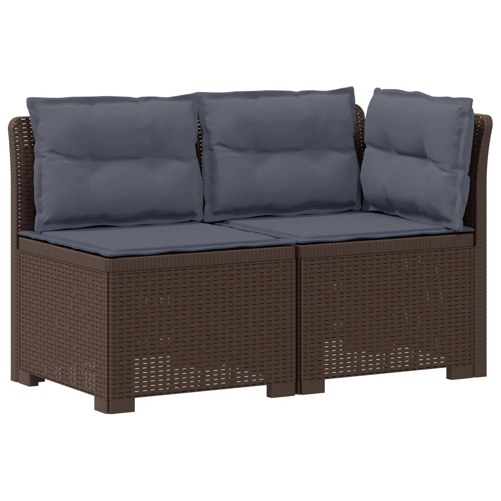 vidaXL 2-Sitzer Garten-Sofa mit Kissen Rattan-Look PP Braun
