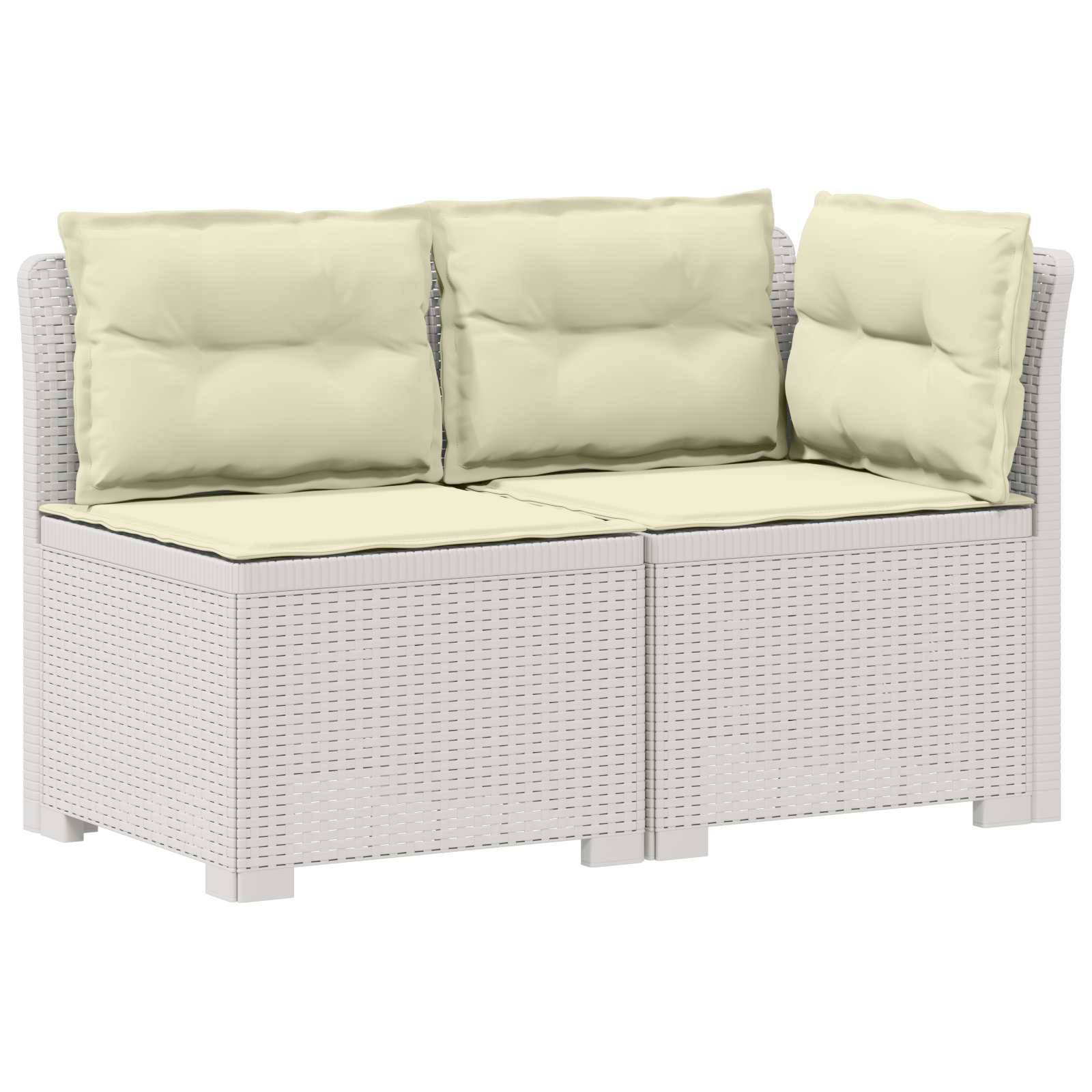 vidaXL 2-Sitzer Garten-Sofa mit Kissen Rattan-Look PP Weiß