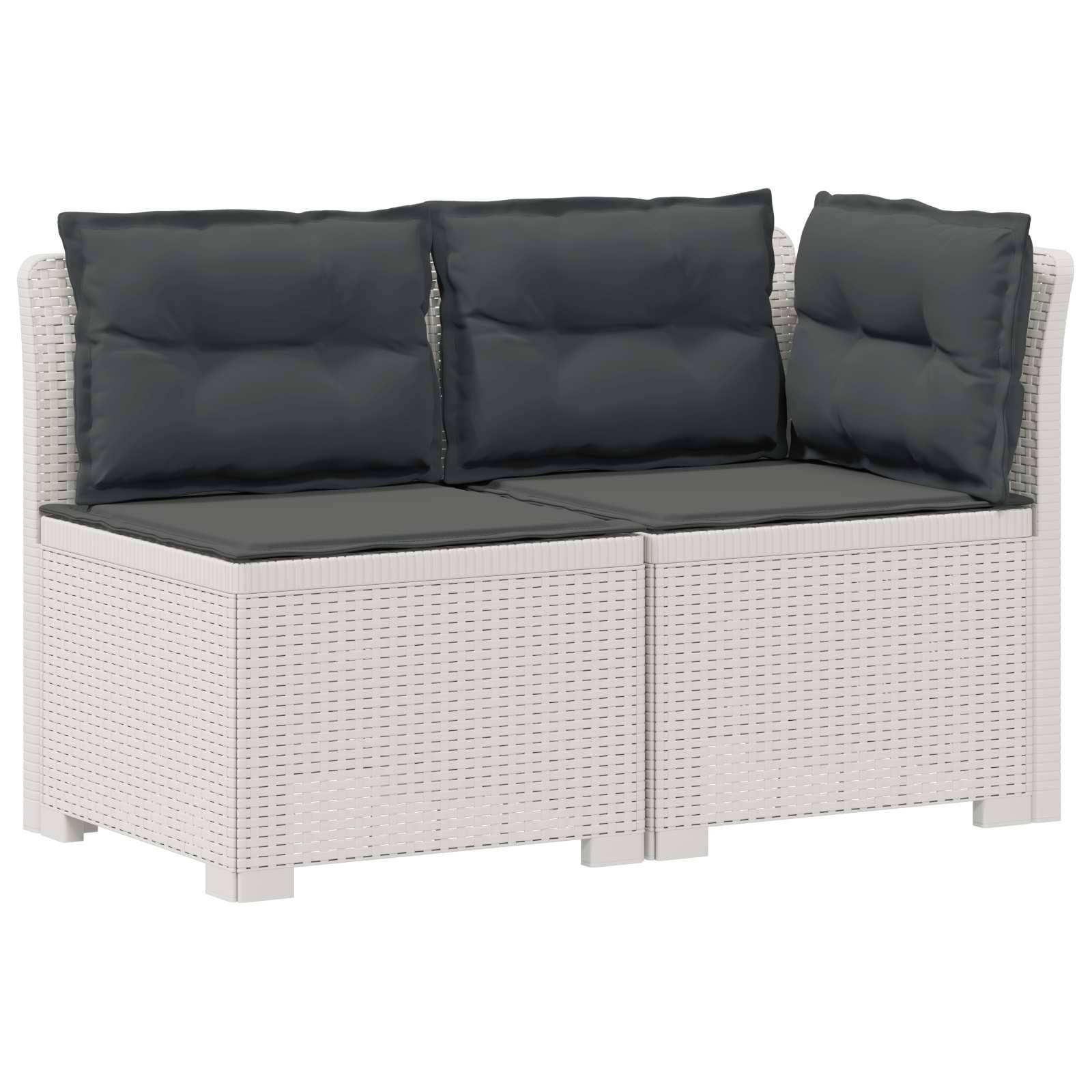 vidaXL 2-Sitzer Garten-Sofa mit Kissen Rattan-Look PP Weiß
