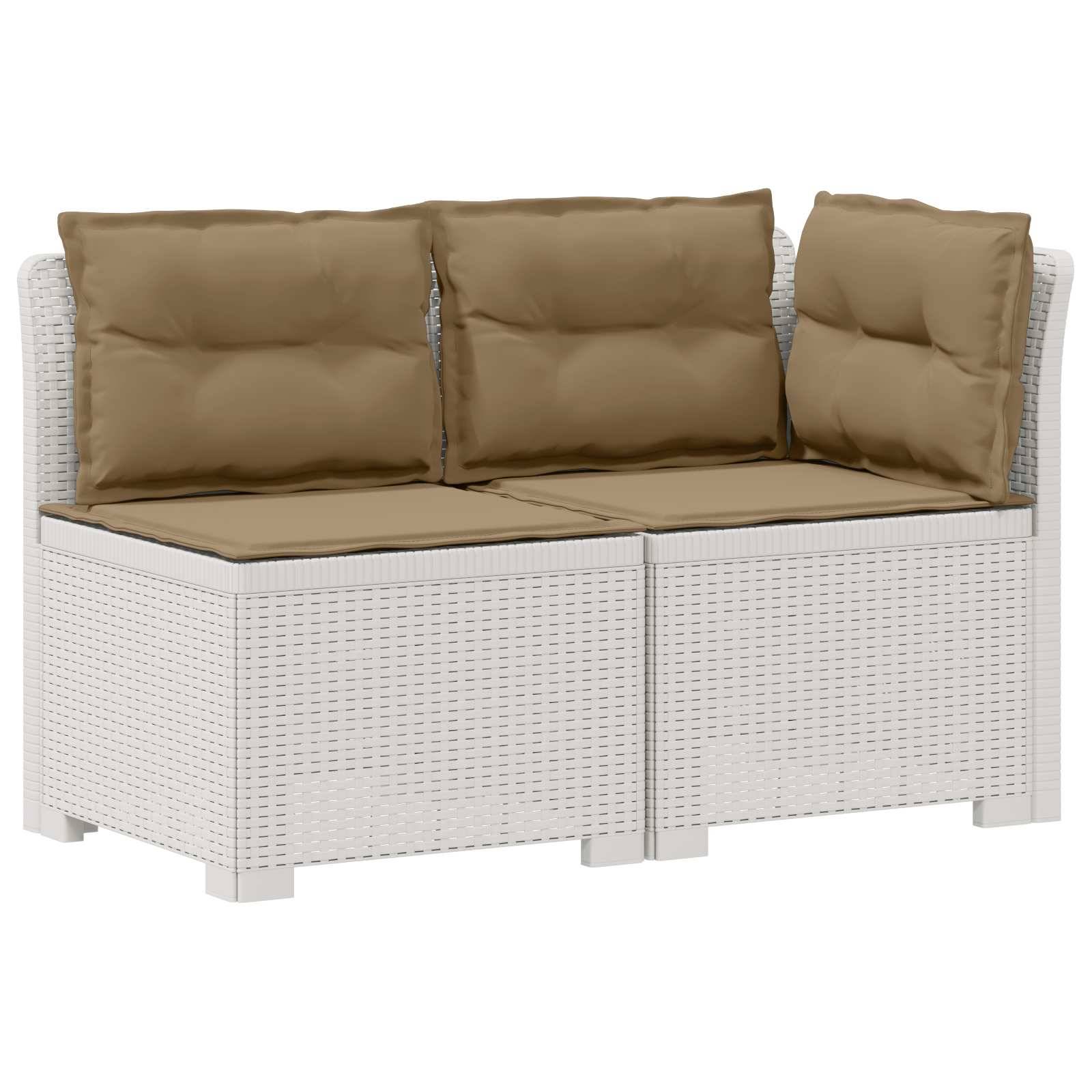 vidaXL 2-Sitzer Garten-Sofa mit Kissen Rattan-Look PP Weiß