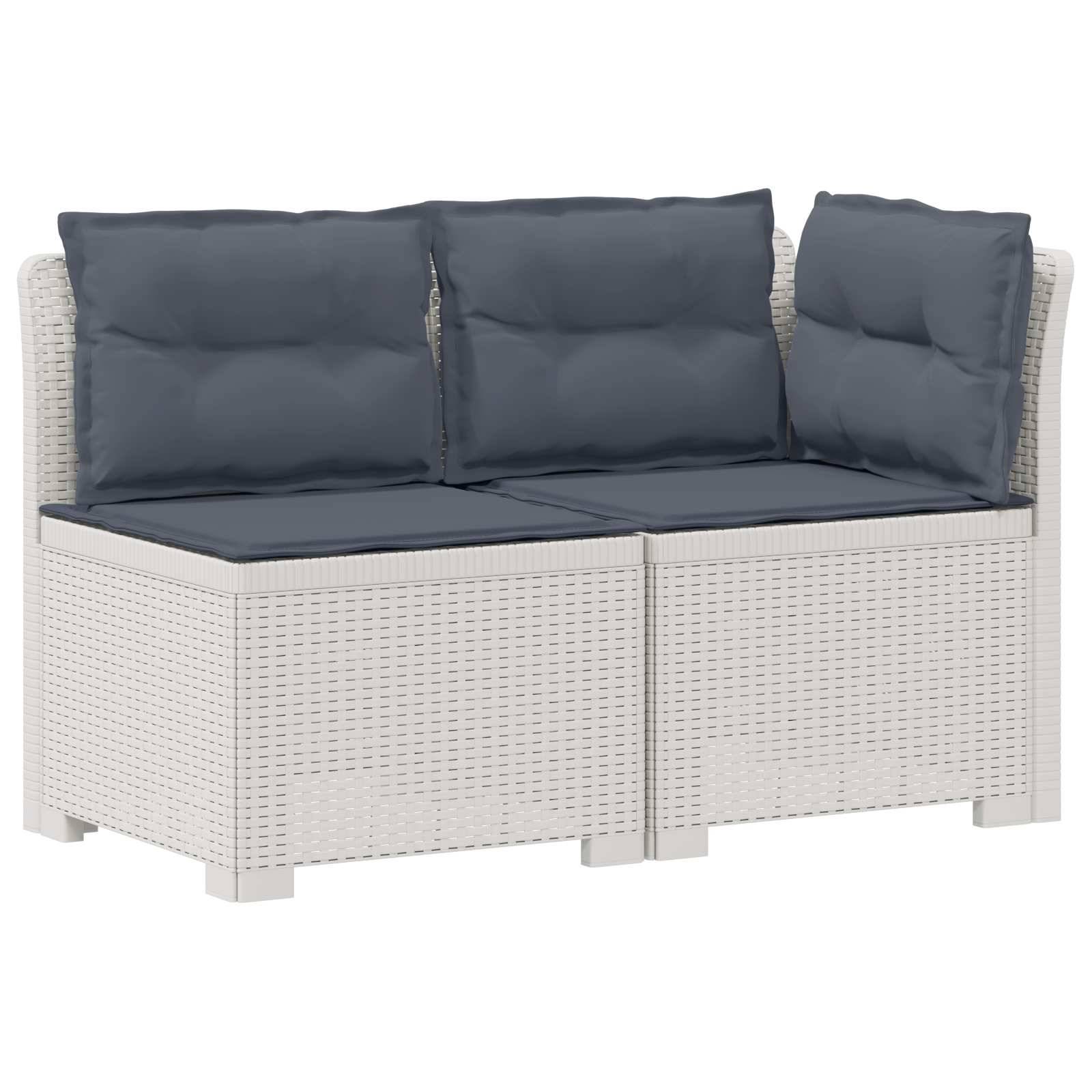 vidaXL 2-Sitzer Garten-Sofa mit Kissen Rattan-Look PP Weiß