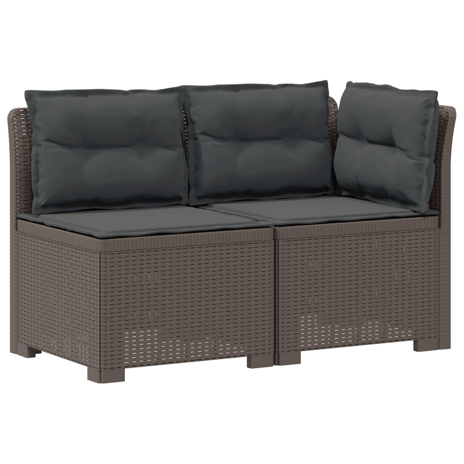vidaXL 2-Sitzer Garten-Sofa mit Kissen Rattan-Look PP Hellgrau