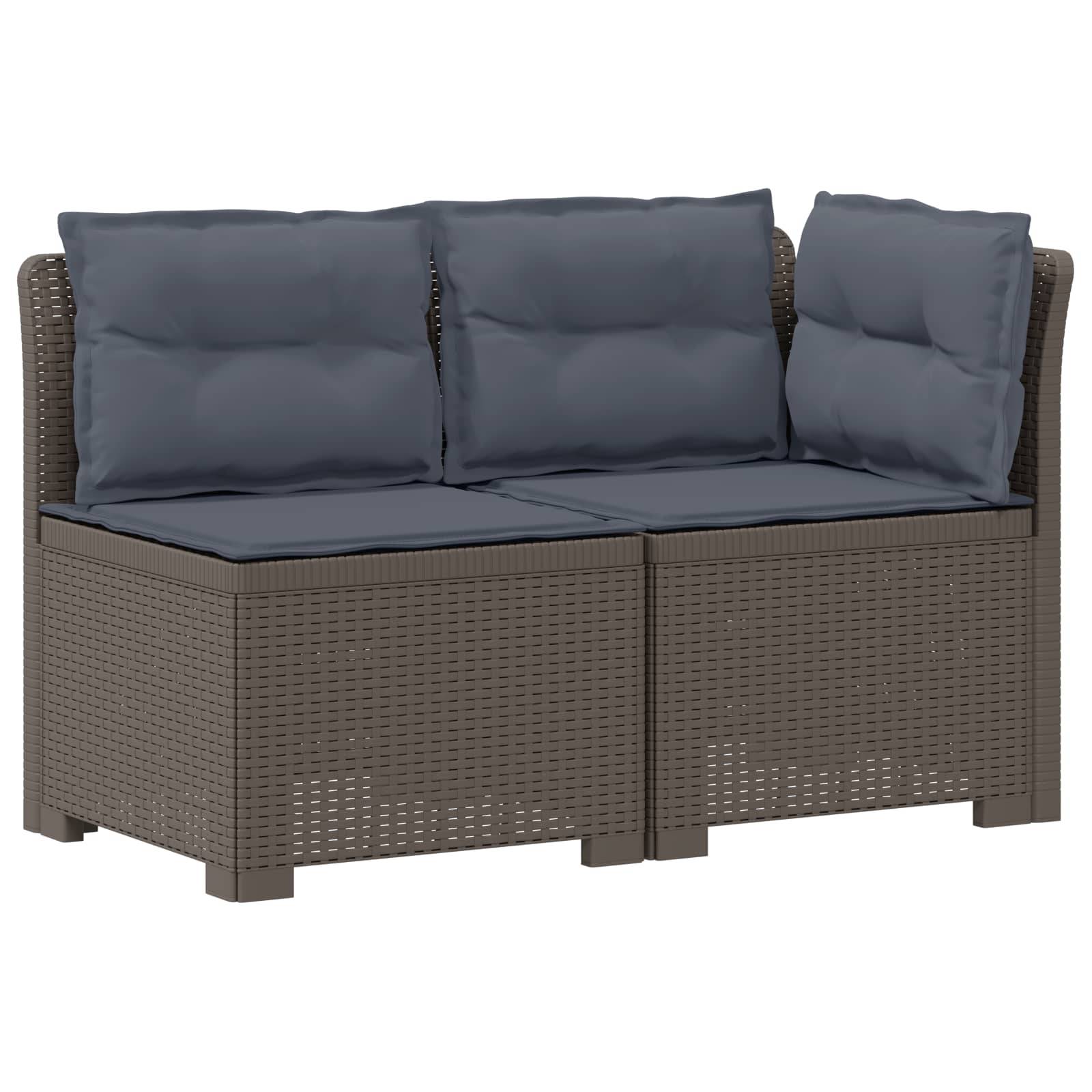 vidaXL 2-Sitzer Garten-Sofa mit Kissen Rattan-Look PP Hellgrau