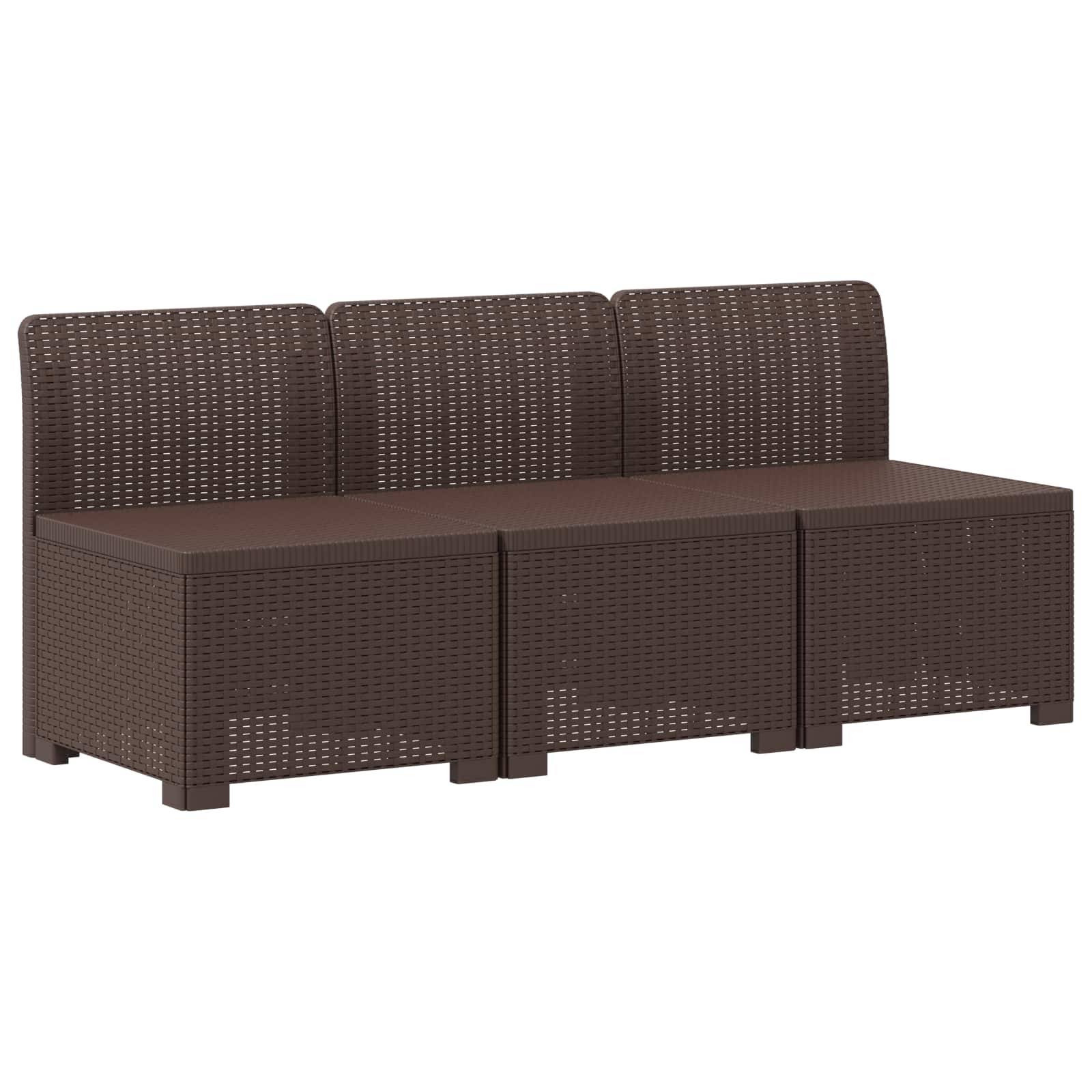vidaXL 3-Sitzer Garten Sofa mit Kissen Rattan-Look PP Braun
