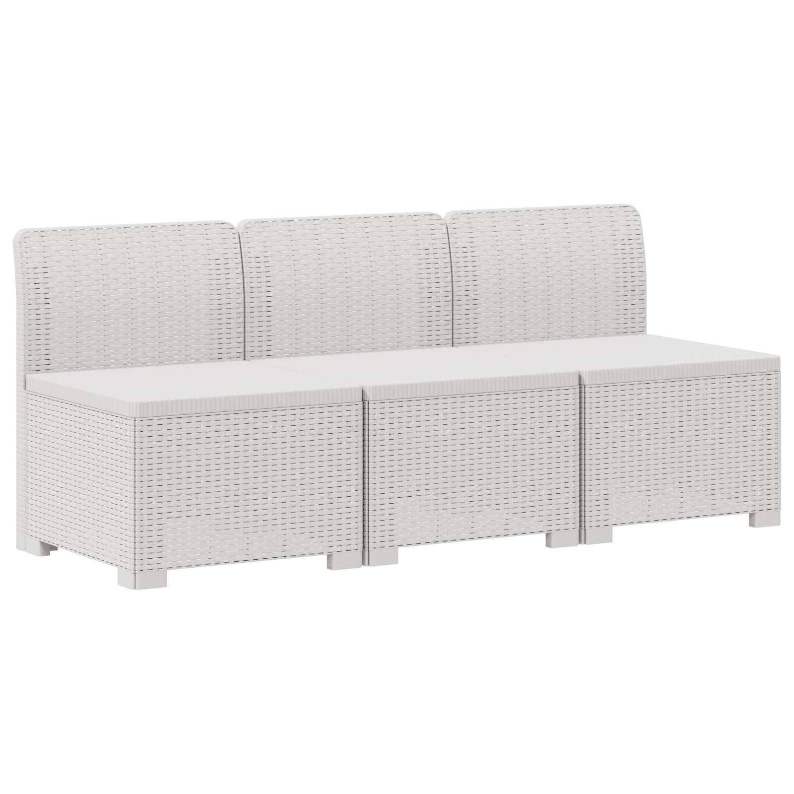 vidaXL 3-Sitzer Garten Sofa mit Kissen Rattan-Look PP Weiß