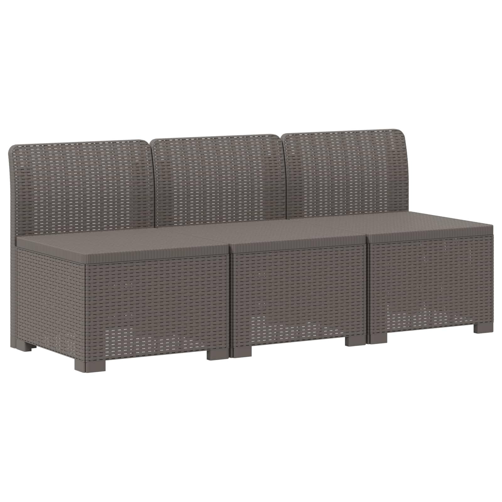 vidaXL 3-Sitzer Garten Sofa Rattan Look PP Hellgrau