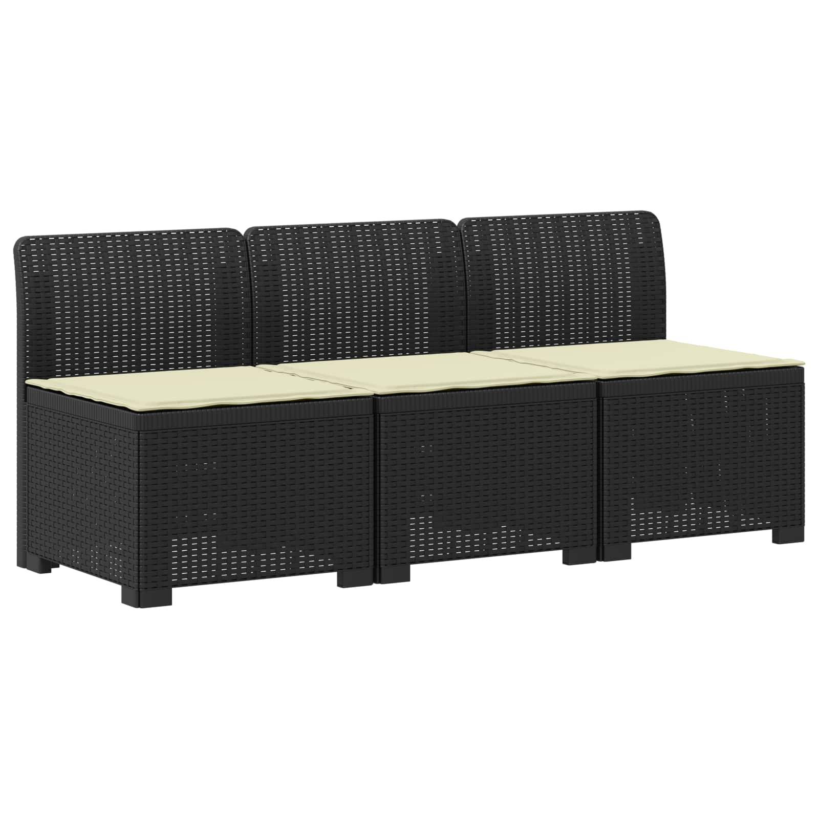vidaXL 3-Sitzer Garten Sofa mit Kissen Rattan-Look PP Anthrazit