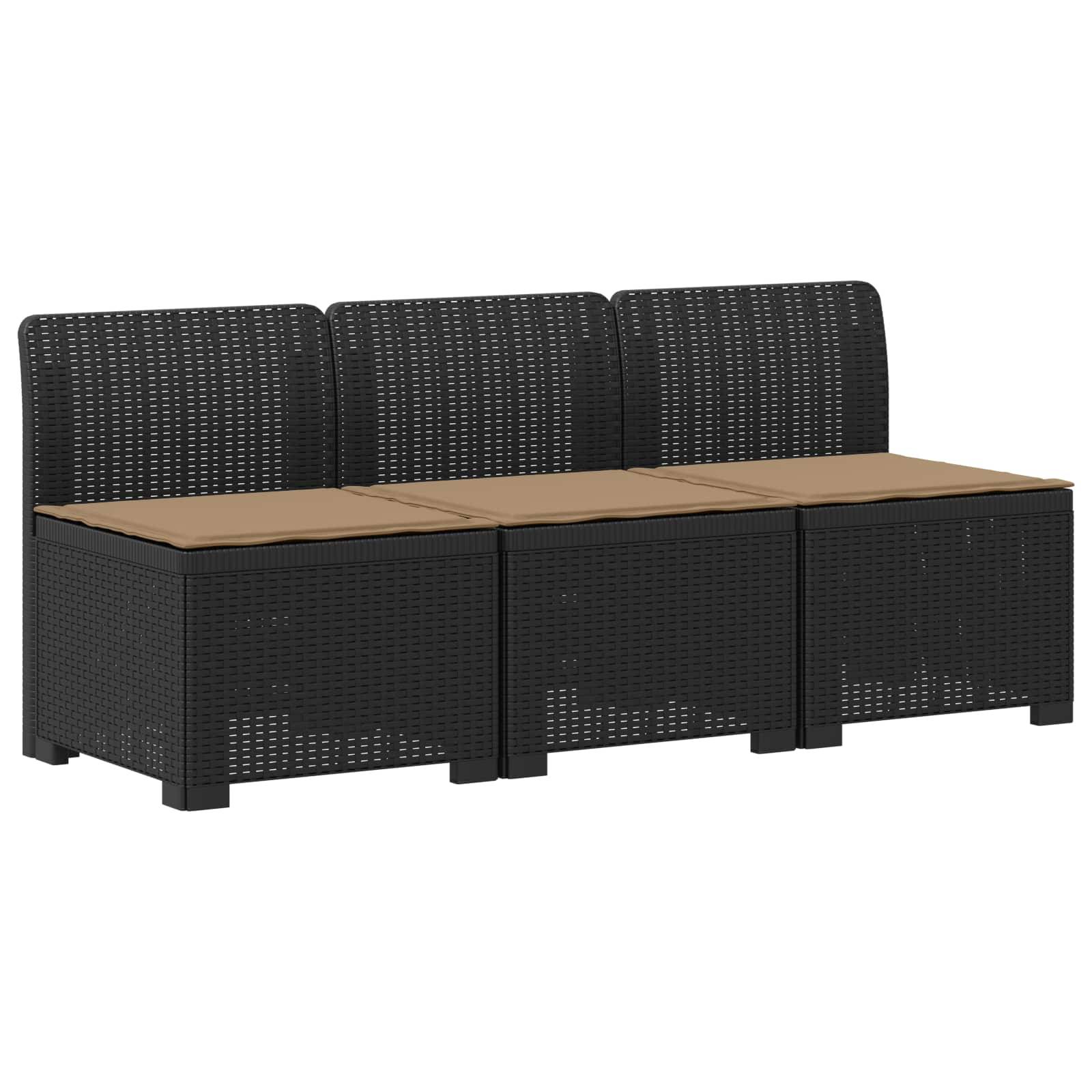 vidaXL 3-Sitzer Garten Sofa mit Kissen Rattan-Look PP Anthrazit