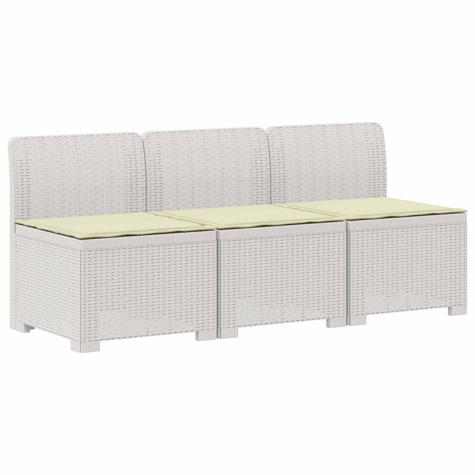 vidaXL 3-Sitzer Garten Sofa mit Kissen Rattan-Look PP Weiß