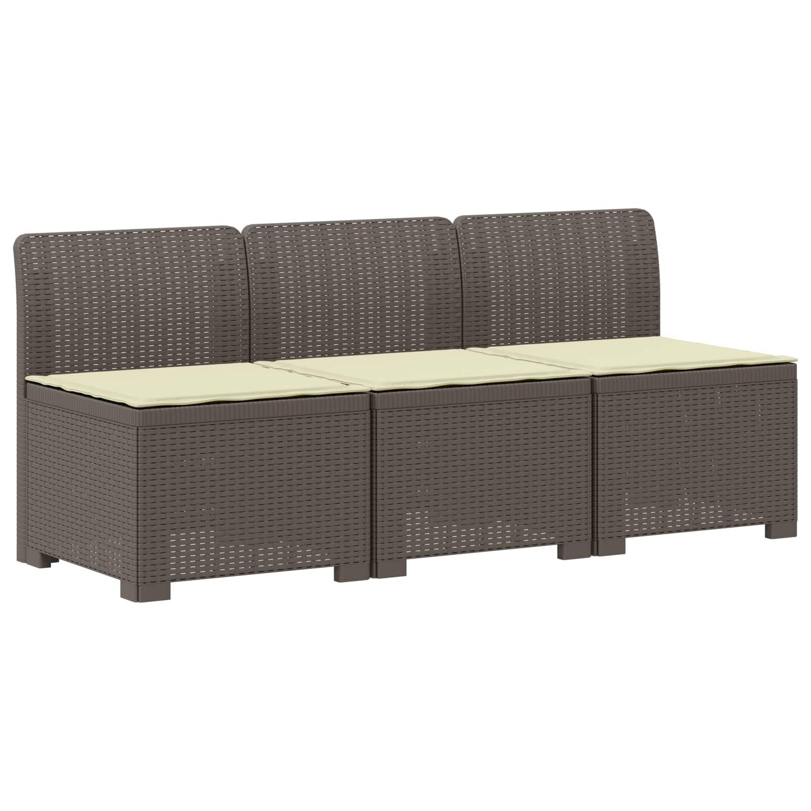 vidaXL 3-Sitzer Garten Sofa mit Kissen Rattan-Look PP Hellgrau