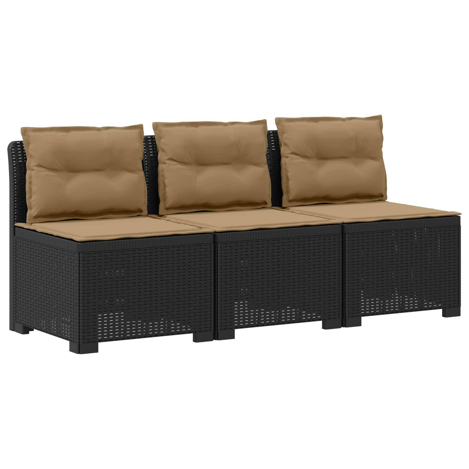 vidaXL 3-Sitzer Garten Sofa mit Kissen Rattan-Look PP Anthrazit