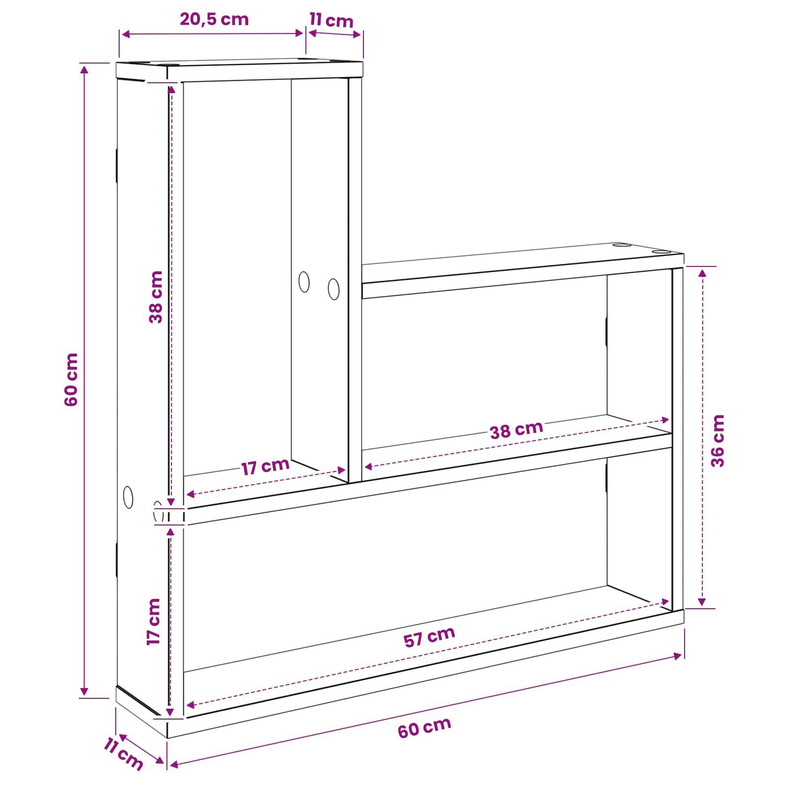 vidaXL Wandregal Weiß 60 x 11 x 60 cm Holzwerkstoff