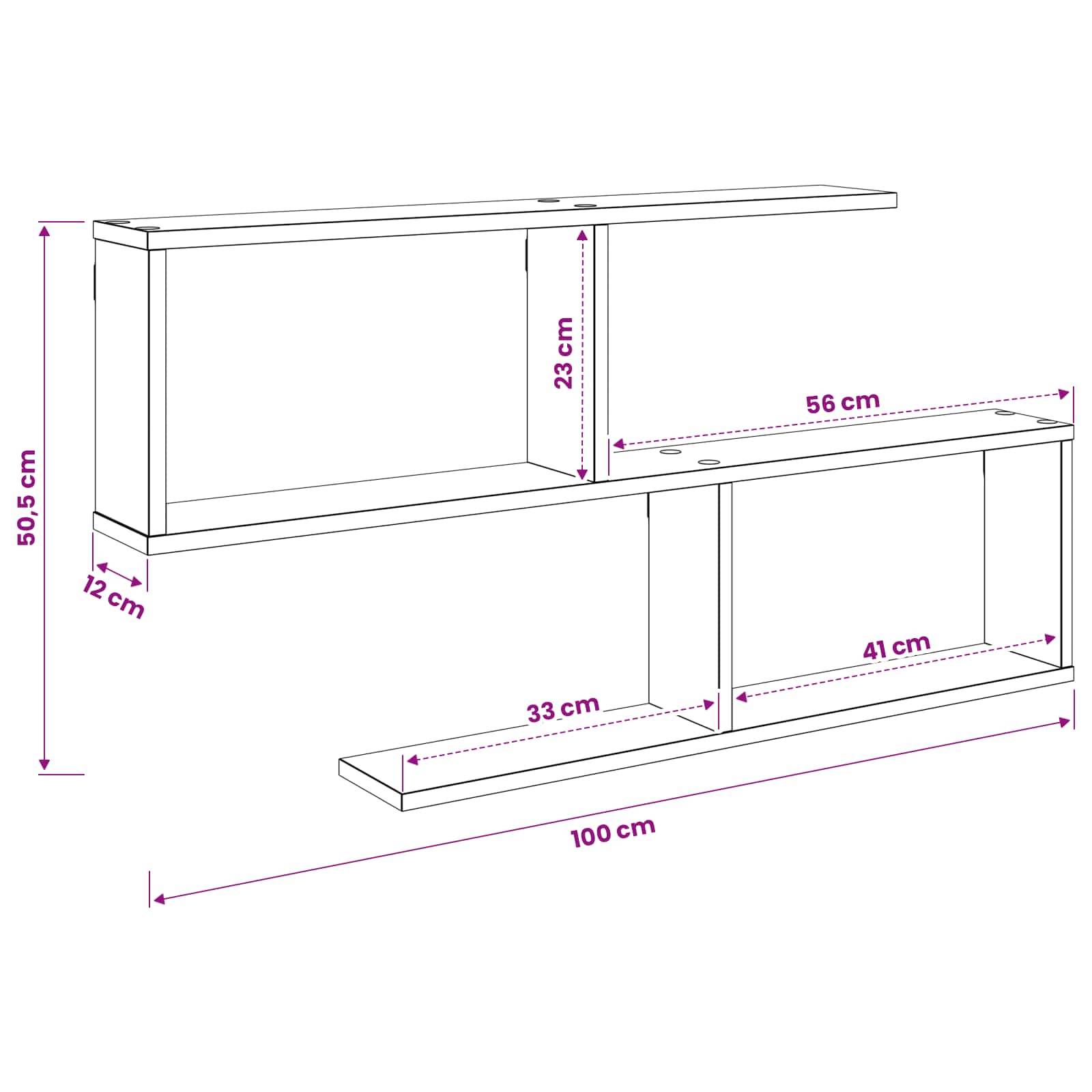 vidaXL Wandregal Sonoma-Eiche 100 x 12 x 50,5 cm Holzwerkstoff