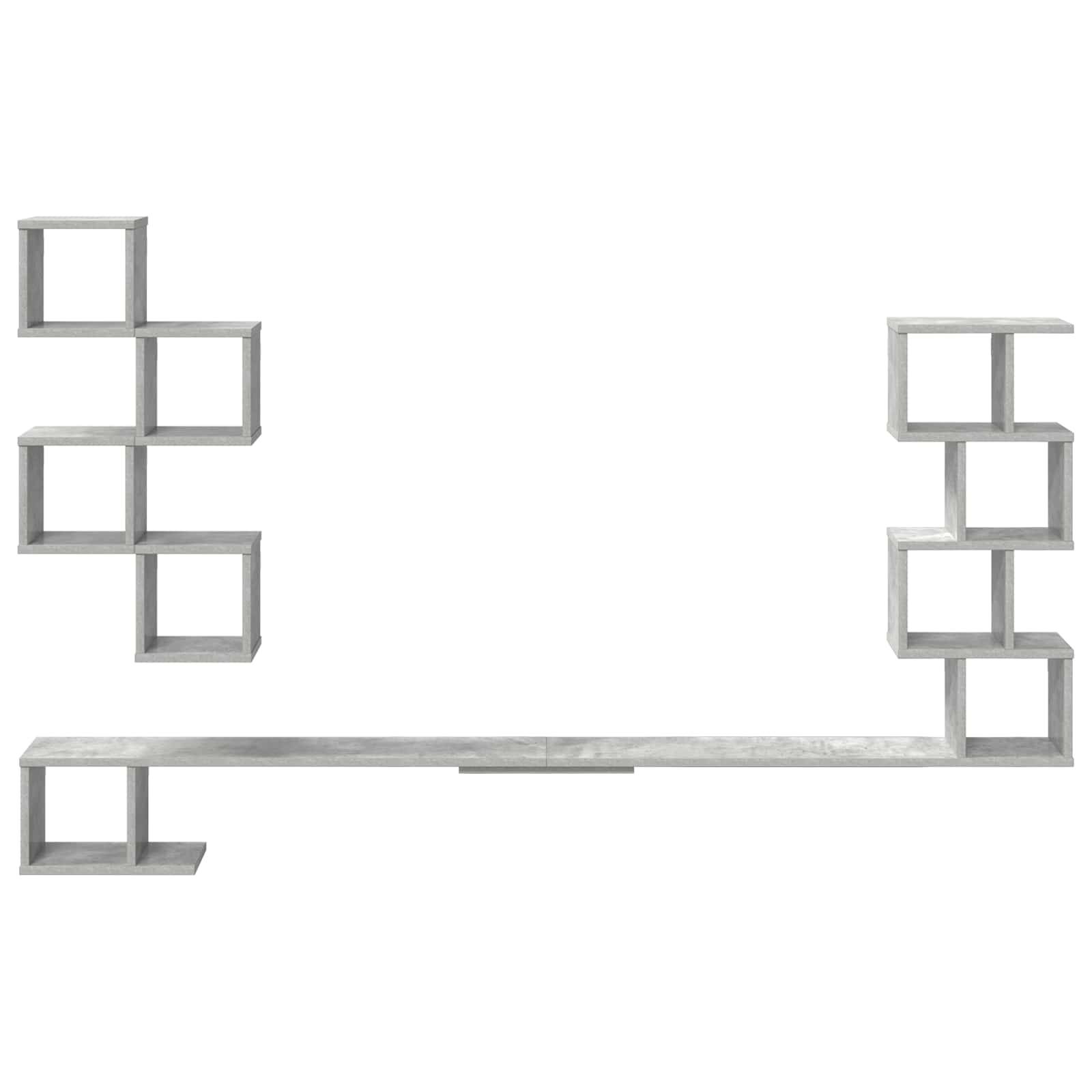 vidaXL Wandmontiertes TV-Regal Betongrau 180 x 15 x 94 cm