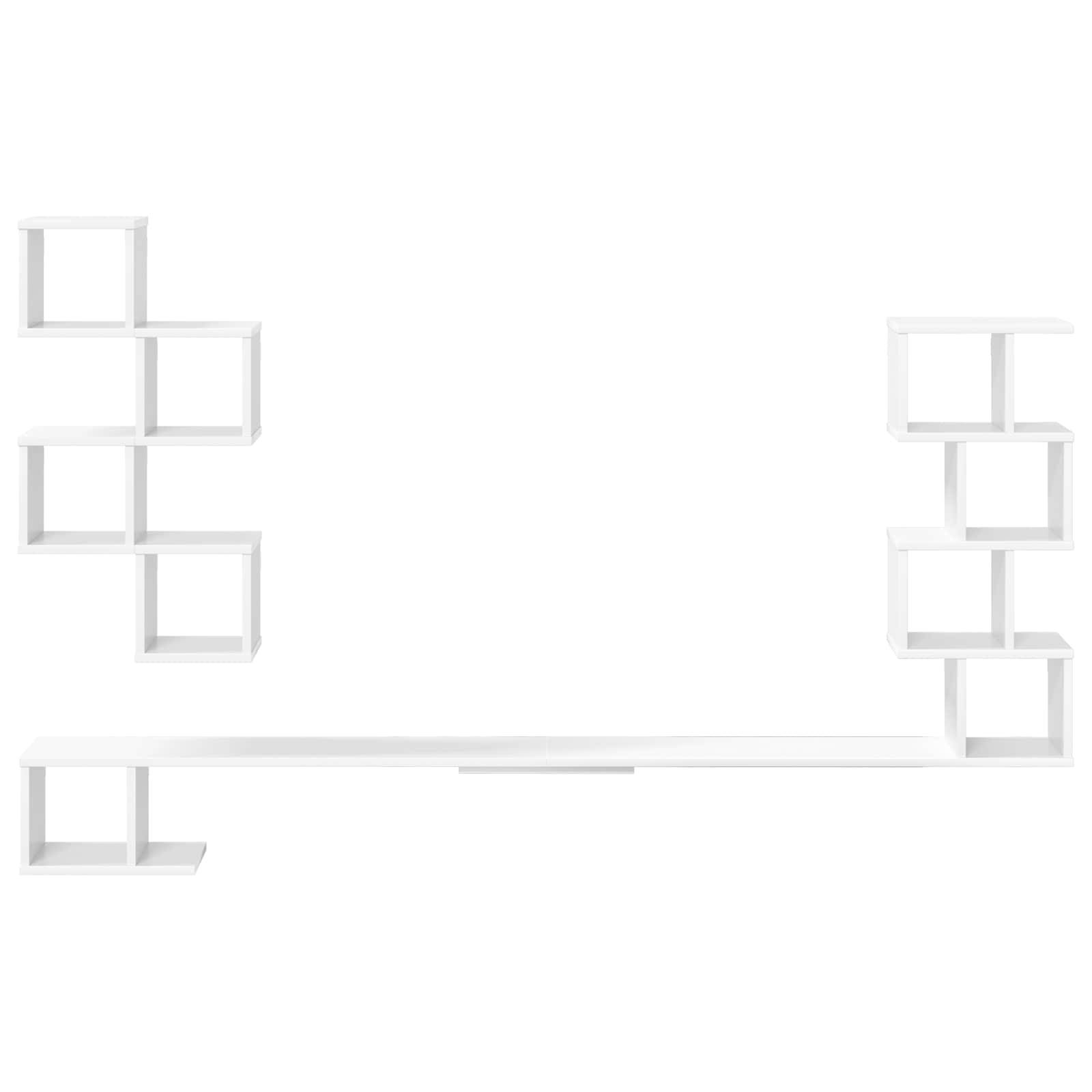 vidaXL Wandmontiertes TV-Regal Weiß 200 x 15 x 94 cm Holzwerkstoff