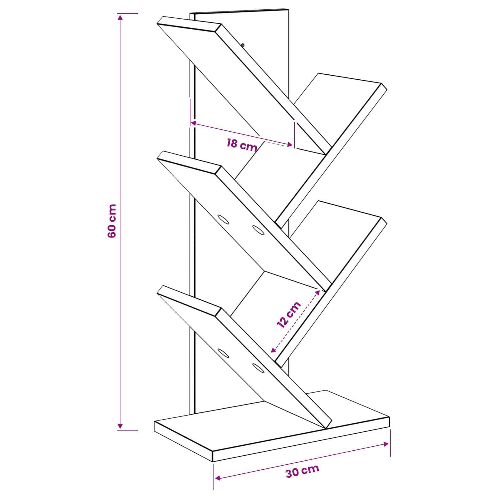 vidaXL Baumbücherregal 4-stufig 30 x 18 x 60 cm Holzwerkstoff Weiß