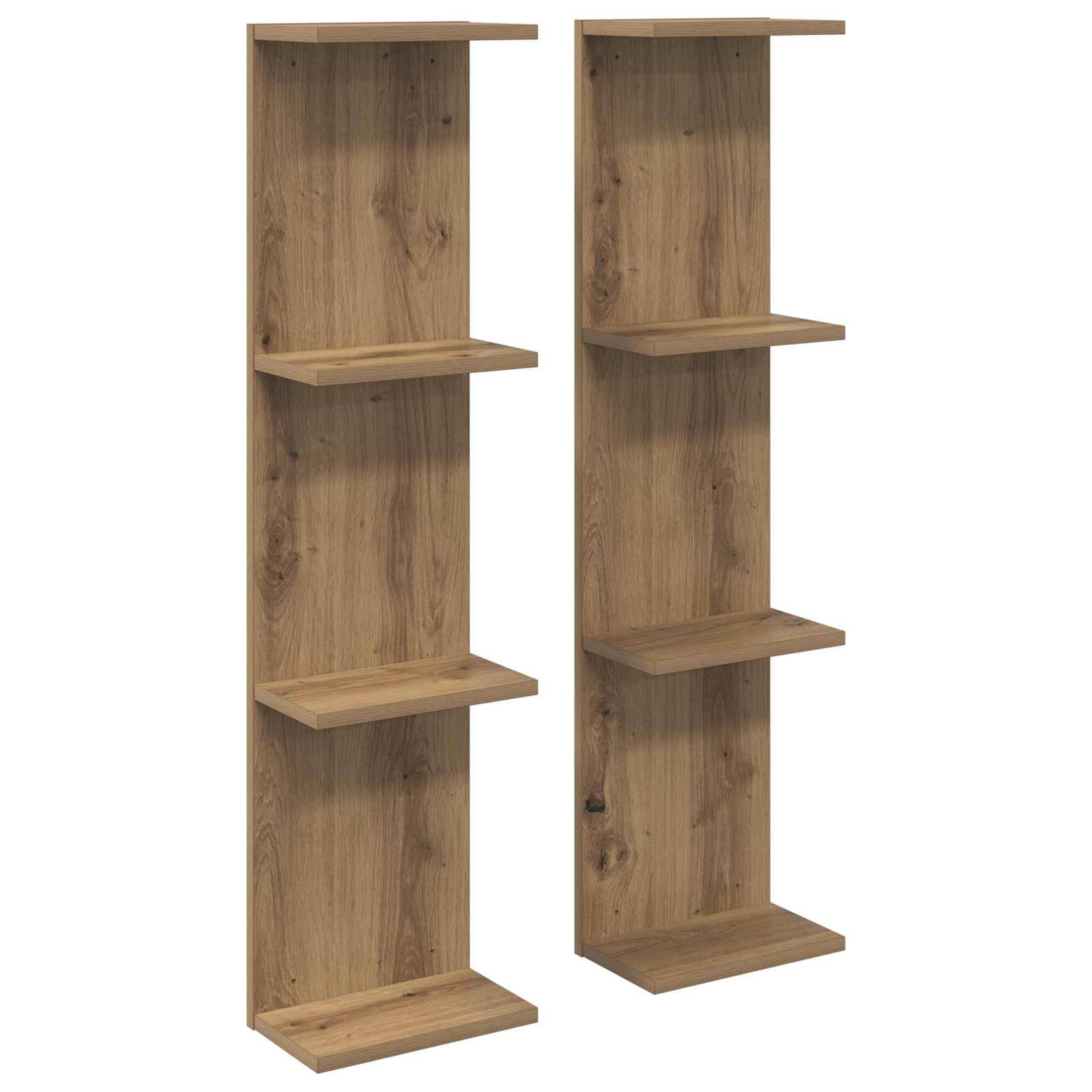 vidaXL Wandregal 2 pcs Artisan-Eiche 25 x 15 x 100 cm Holzwerkstoff