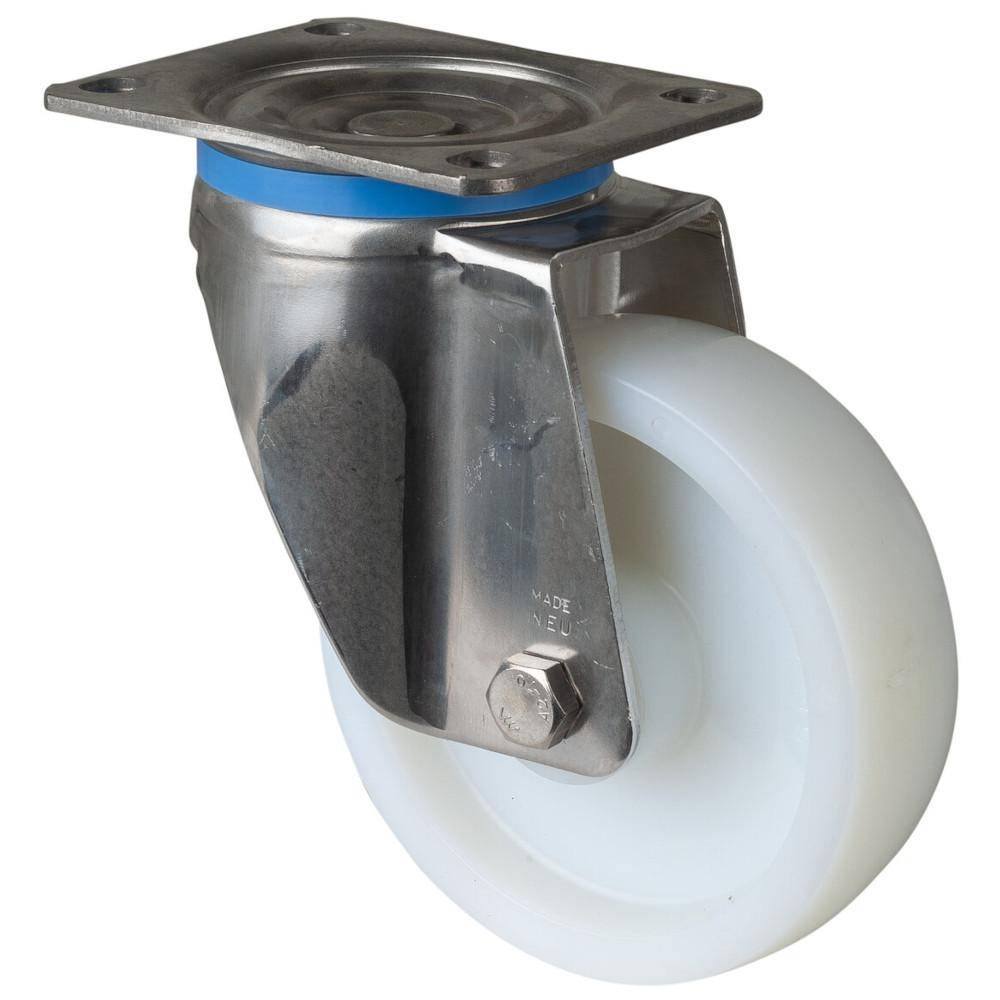 Edelstahl-Lenkrolle - mit Anschraubplatte - Polyamid-Rad - Rad-Ø 150 mm - Bauhöhe 195 mm - Tragkraft 700 kg - Preis per Stück